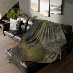 Astrals Cosmic Green with line stressed texture - Soft Polyester Blanket - Australia and USA