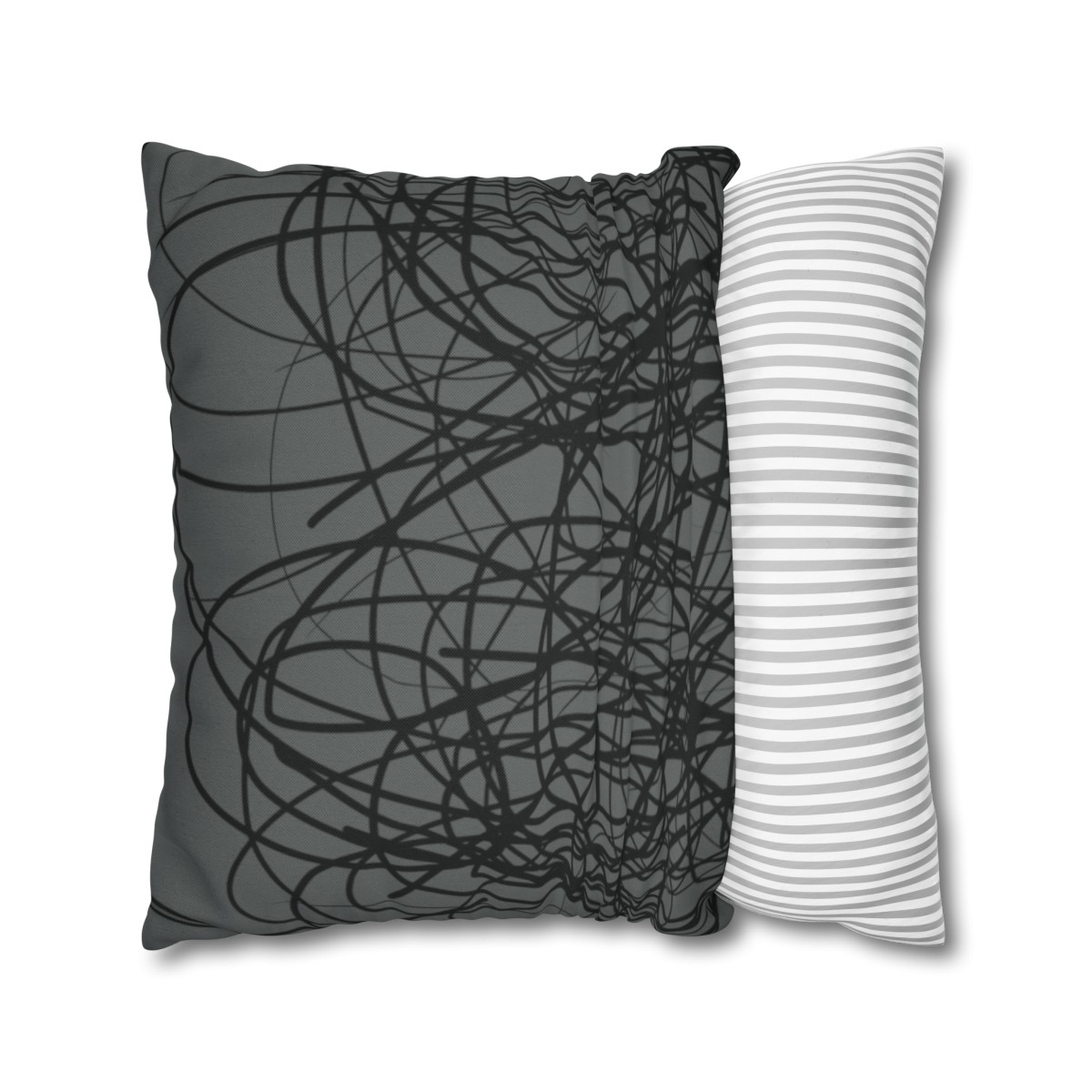 Tangled - Black Grey - Spun Polyester Square Pillowcase - EUROPE + USA - Image 4