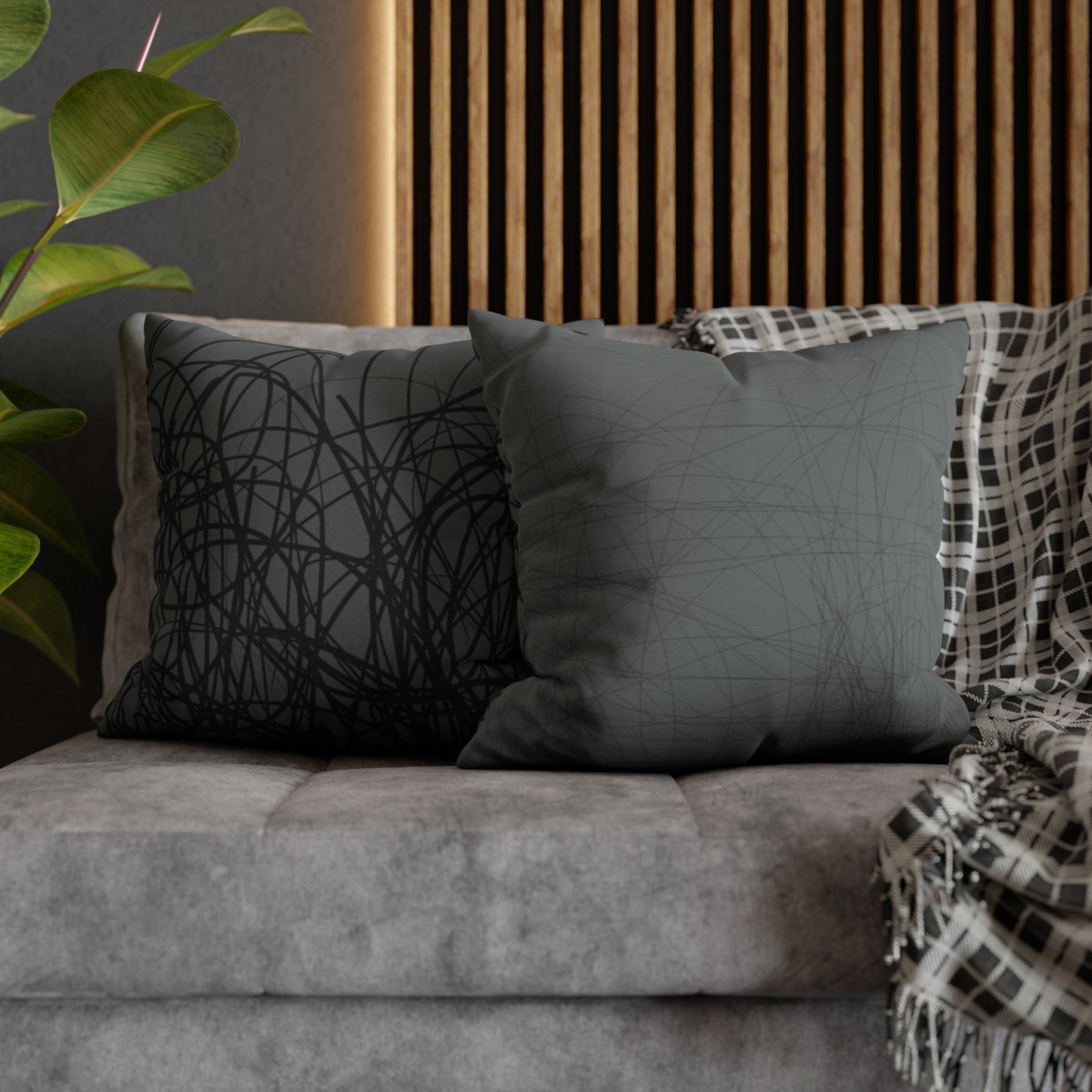 Tangled - Black Grey - Spun Polyester Square Pillowcase - EUROPE + USA - Image 7