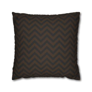 Herringbone - Brown/Black Graphic - Spun Polyester Square Pillowcase - EUROPE and USA
