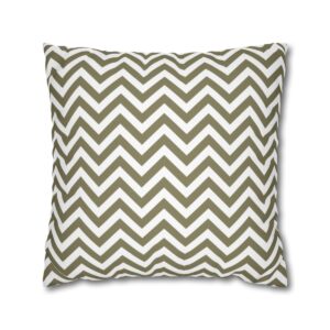 Herringbone -White Olive Black Olive  - Spun Polyester Square Pillowcase - EUROPE and USA