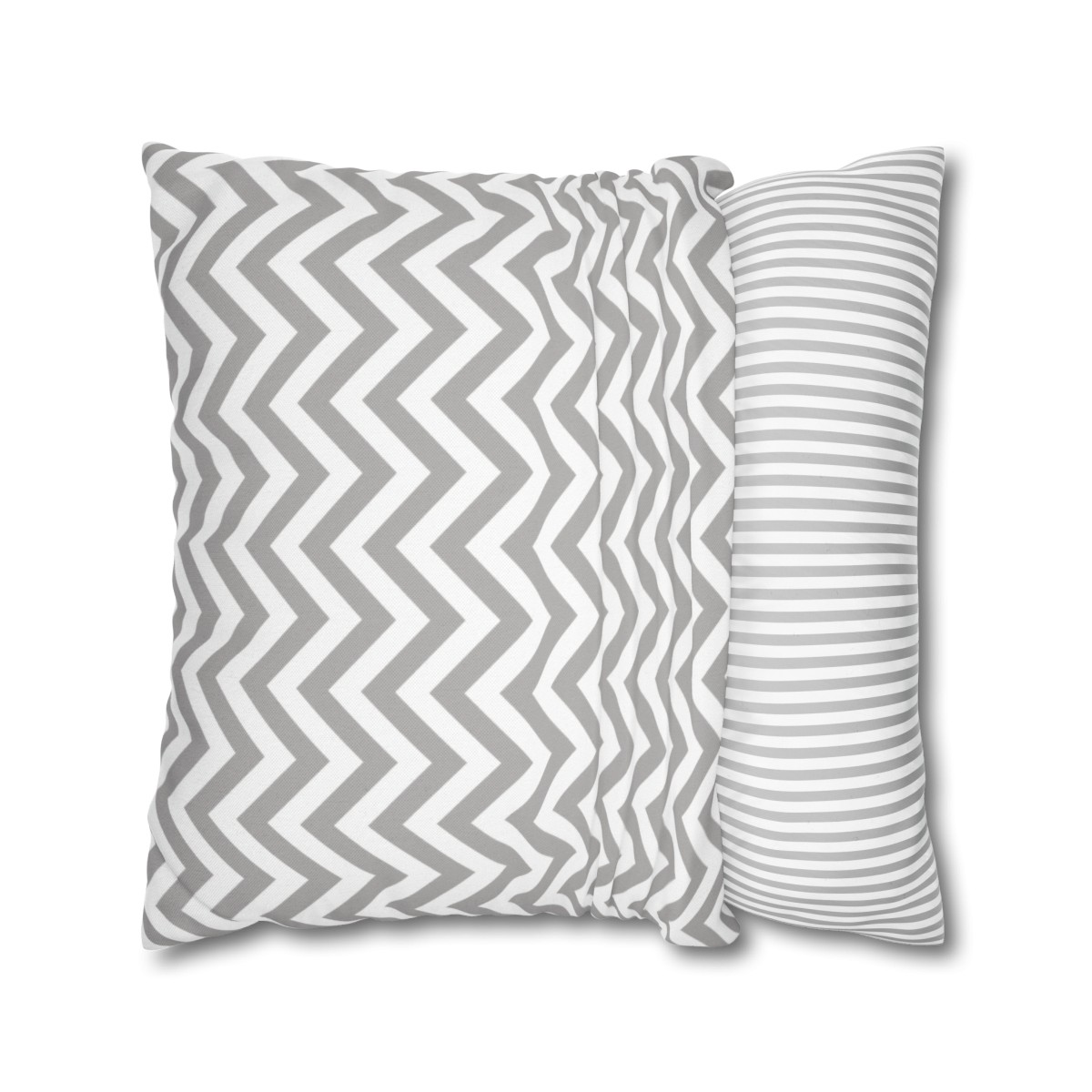 Herringbone - White Grey Black Grey - Spun Polyester Square Pillowcase - Europe + USA - Image 2