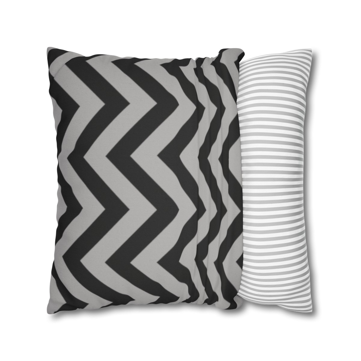Herringbone - White Grey Black Grey - Spun Polyester Square Pillowcase - Europe + USA - Image 4
