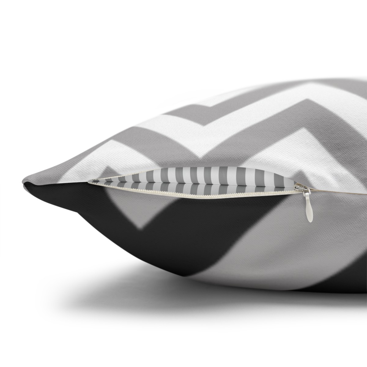 Herringbone - White Grey Black Grey - Spun Polyester Square Pillowcase - Europe + USA - Image 5