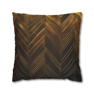Herringbone - Bronze - Spun Polyester Square Pillowcase - Europe and USA