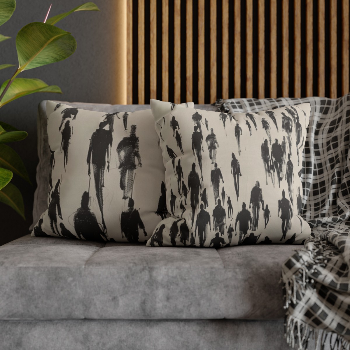 Humans - Walk - Light - Square Poly Canvas Pillowcase - Australia and USA - Image 7