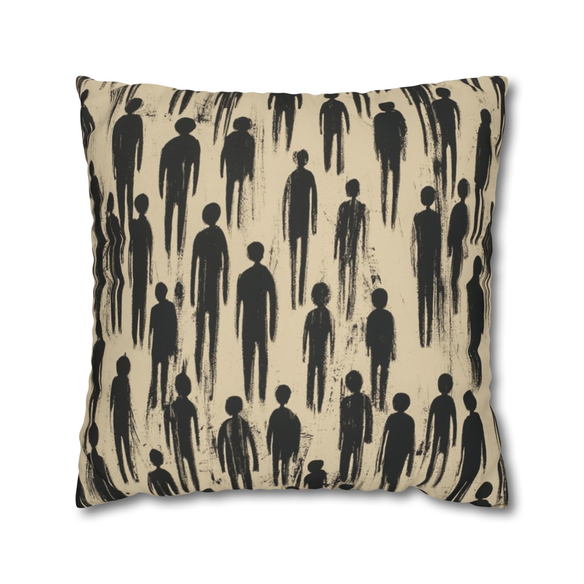 Humans - Crowd - Light - Square Poly Canvas Pillowcase - Australia + USA