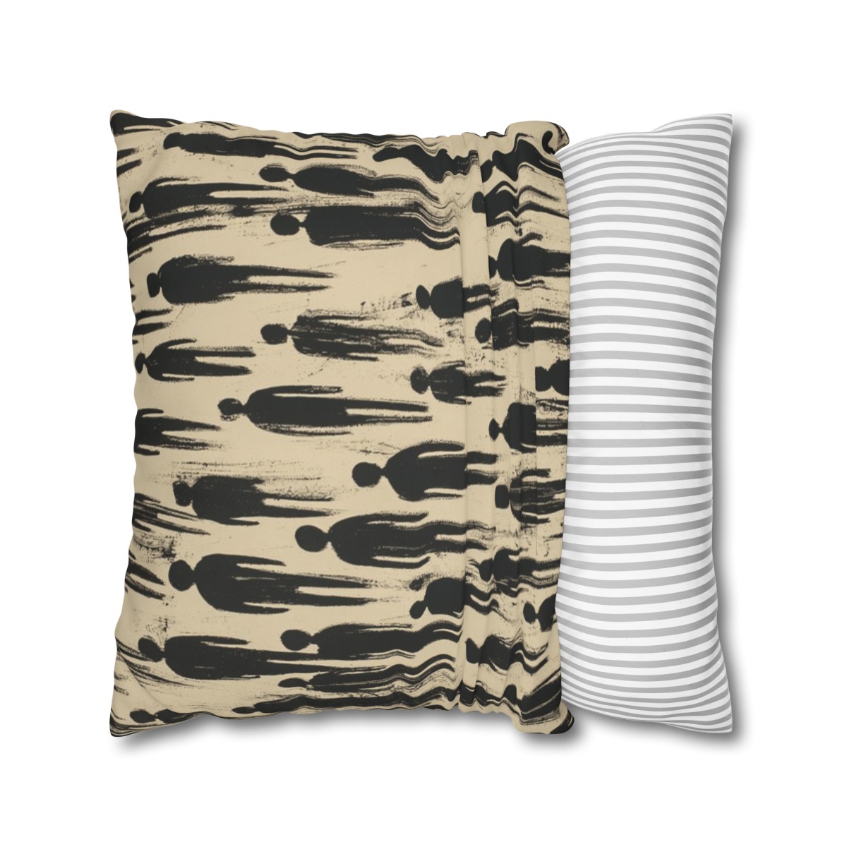 Humans - Crowd - Light - Square Poly Canvas Pillowcase - Australia + USA - Image 2