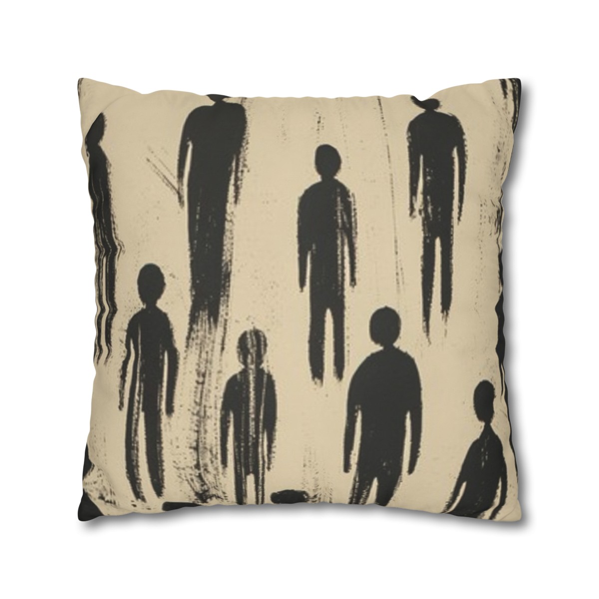 Humans - Crowd - Light - Square Poly Canvas Pillowcase - Australia + USA - Image 3