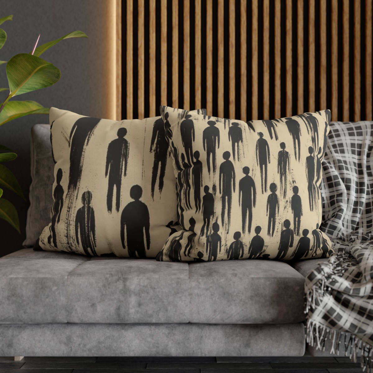 Humans - Crowd - Light - Square Poly Canvas Pillowcase - Australia + USA - Image 7