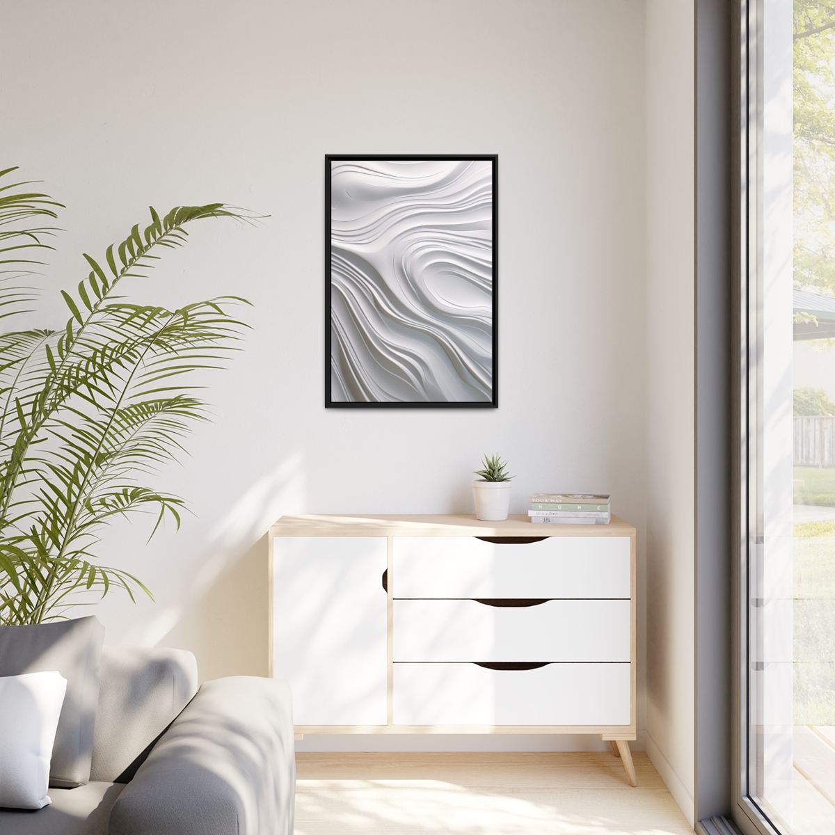 Waves - White - Custom Black Frame - Image 4