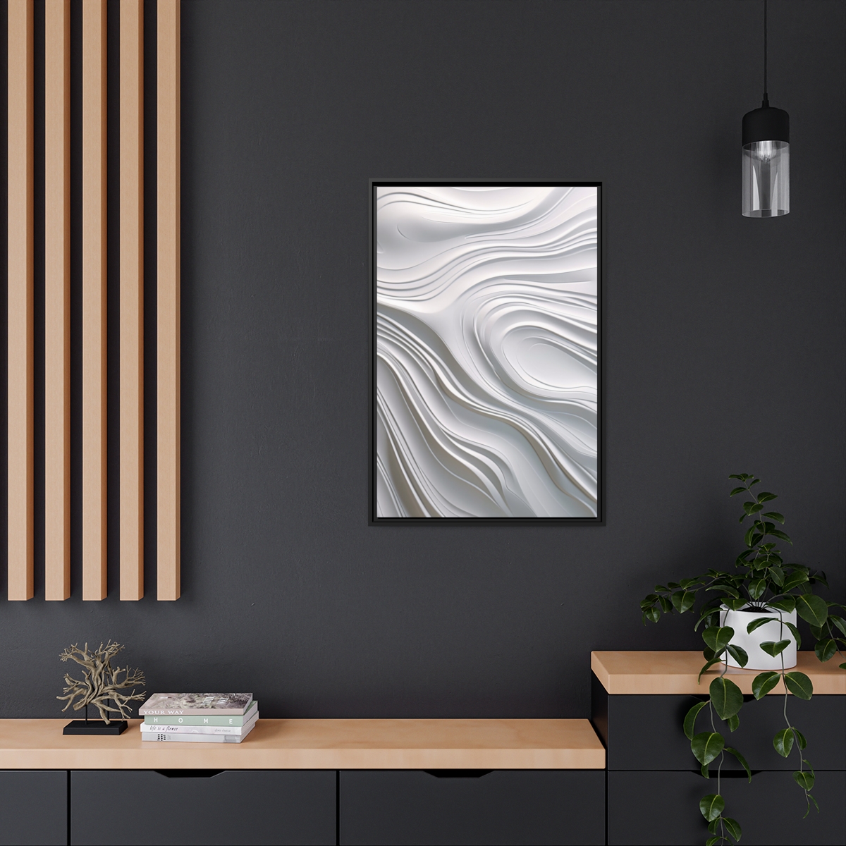 Waves - White - Custom Black Frame - Image 5