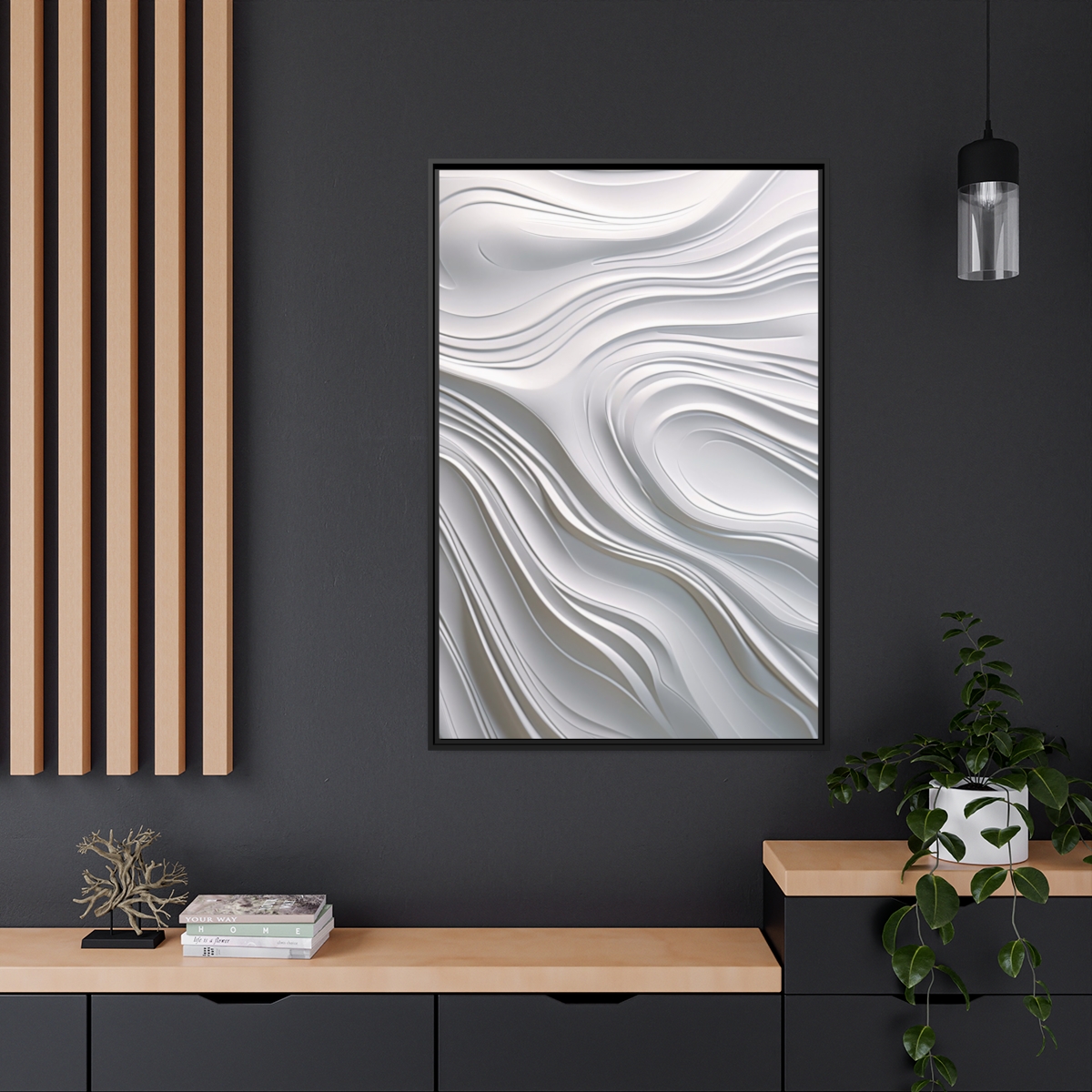 Waves - White - Custom Black Frame - Image 20