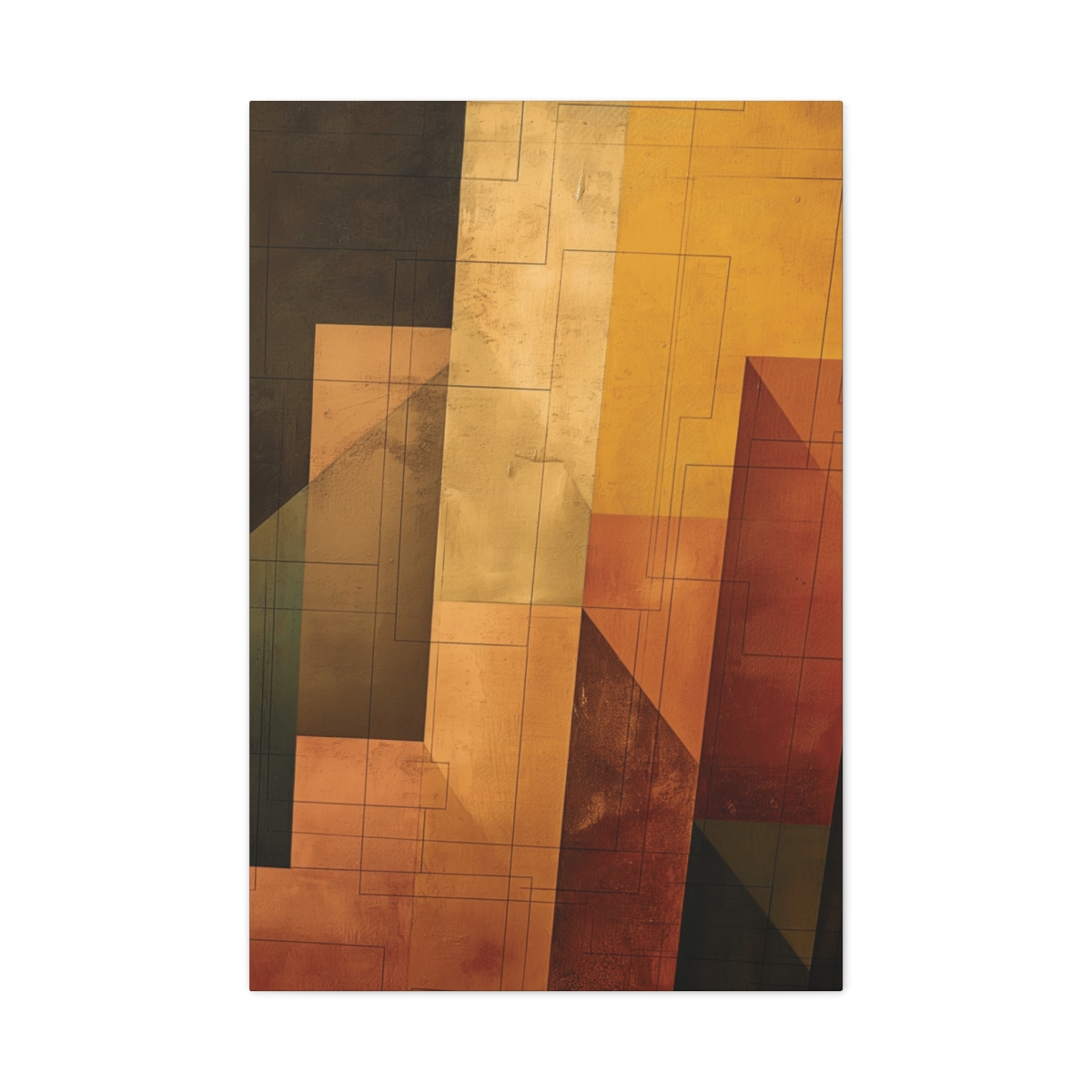 Stairway One, Gold - Stretched Canvas