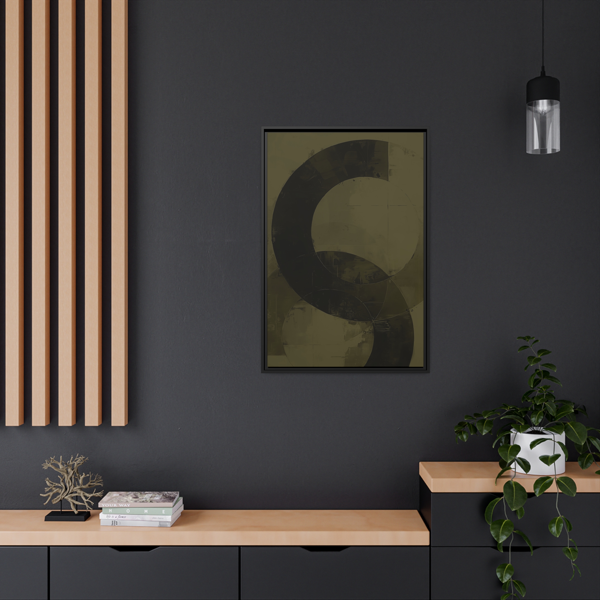 Bold Circles, Olive One - Dark - Custom Black Frame - Image 8