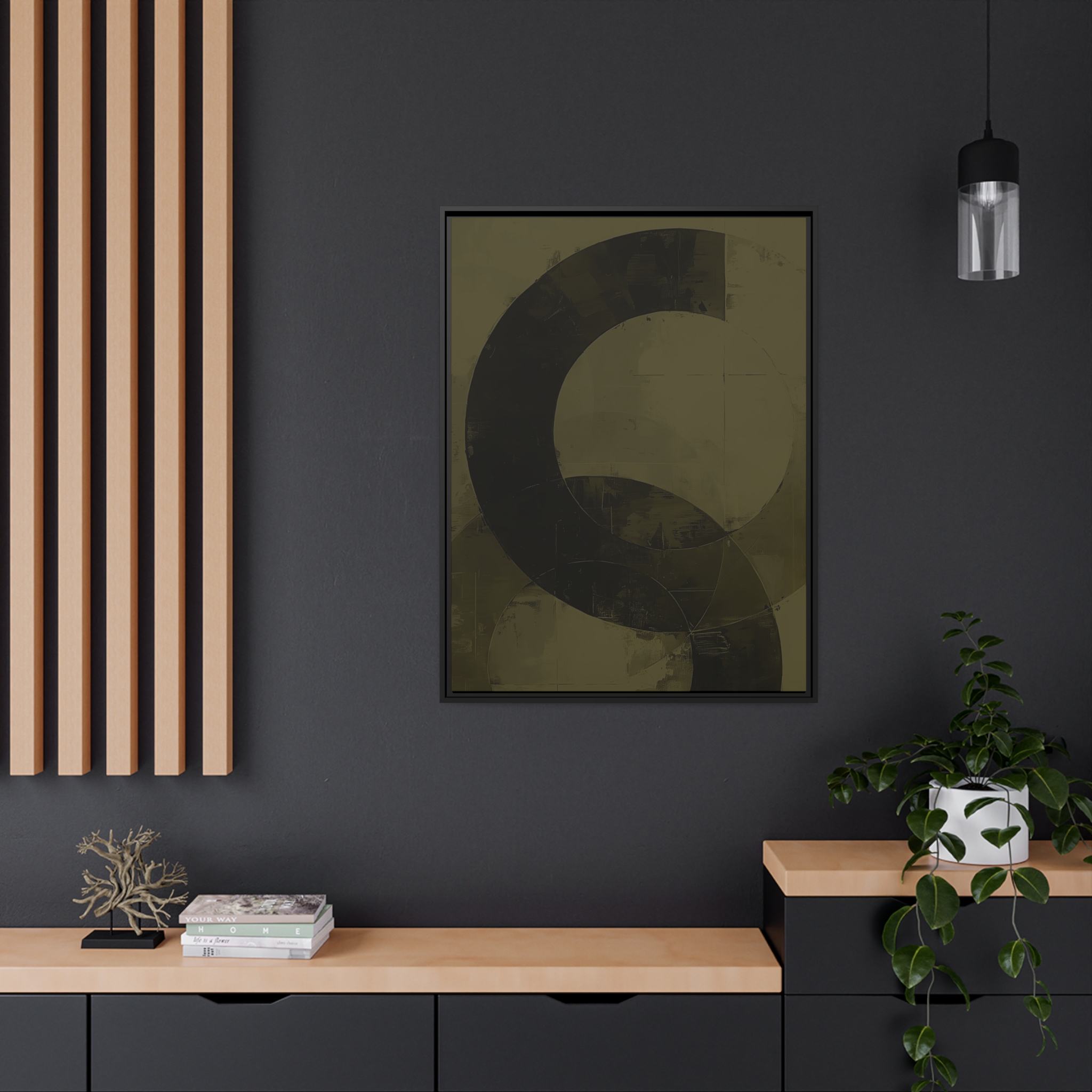 Bold Circles, Olive One - Dark - Custom Black Frame - Image 12