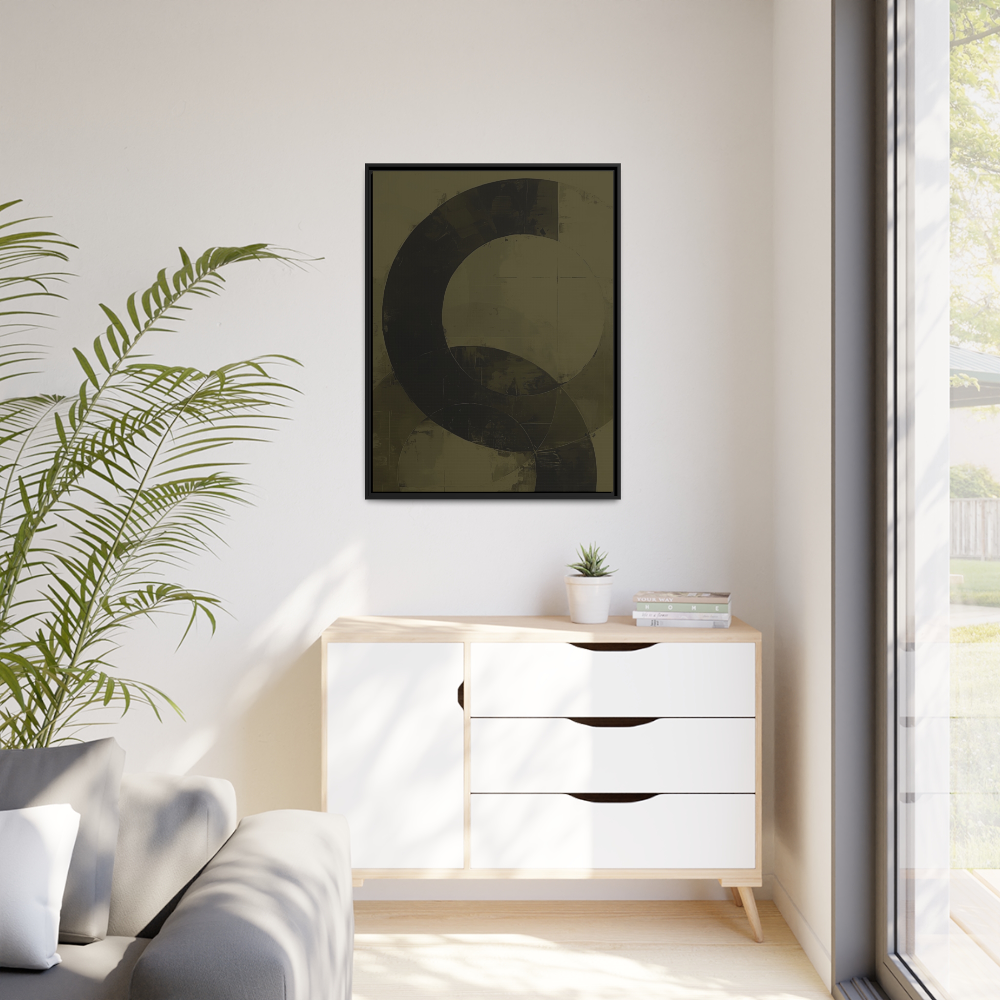 Bold Circles, Olive One - Dark - Custom Black Frame - Image 11