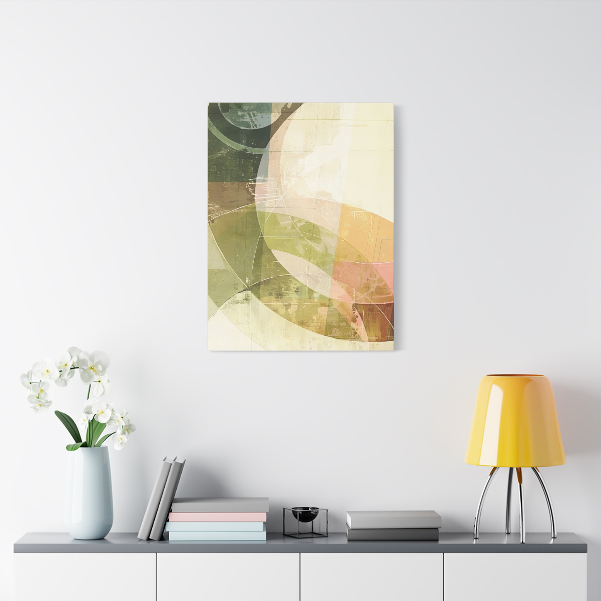Bold Circles, Weathered Pastel - Stretched Canvas - Image 3