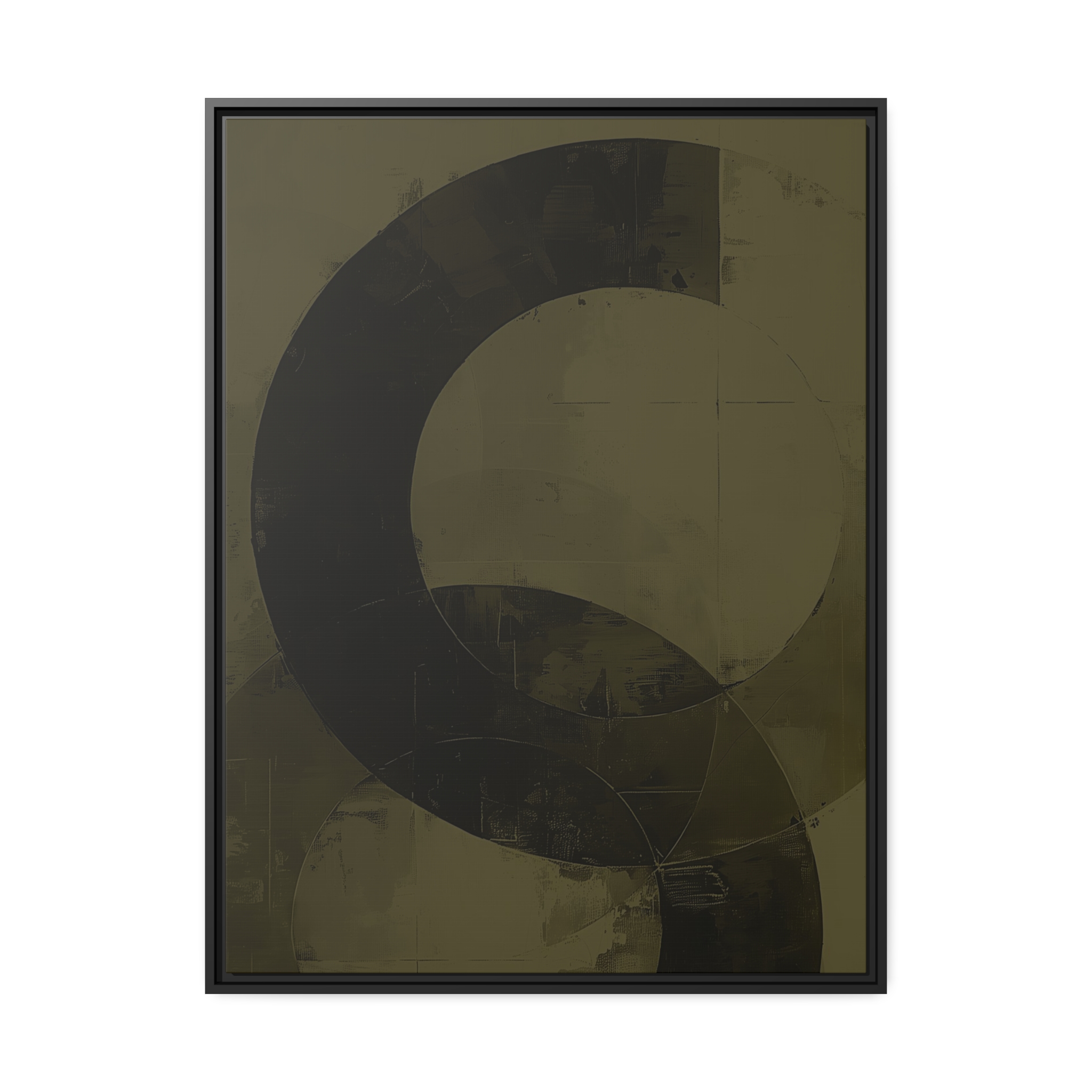 Bold Circles, Olive One - Dark - Custom Black Frame - Image 9