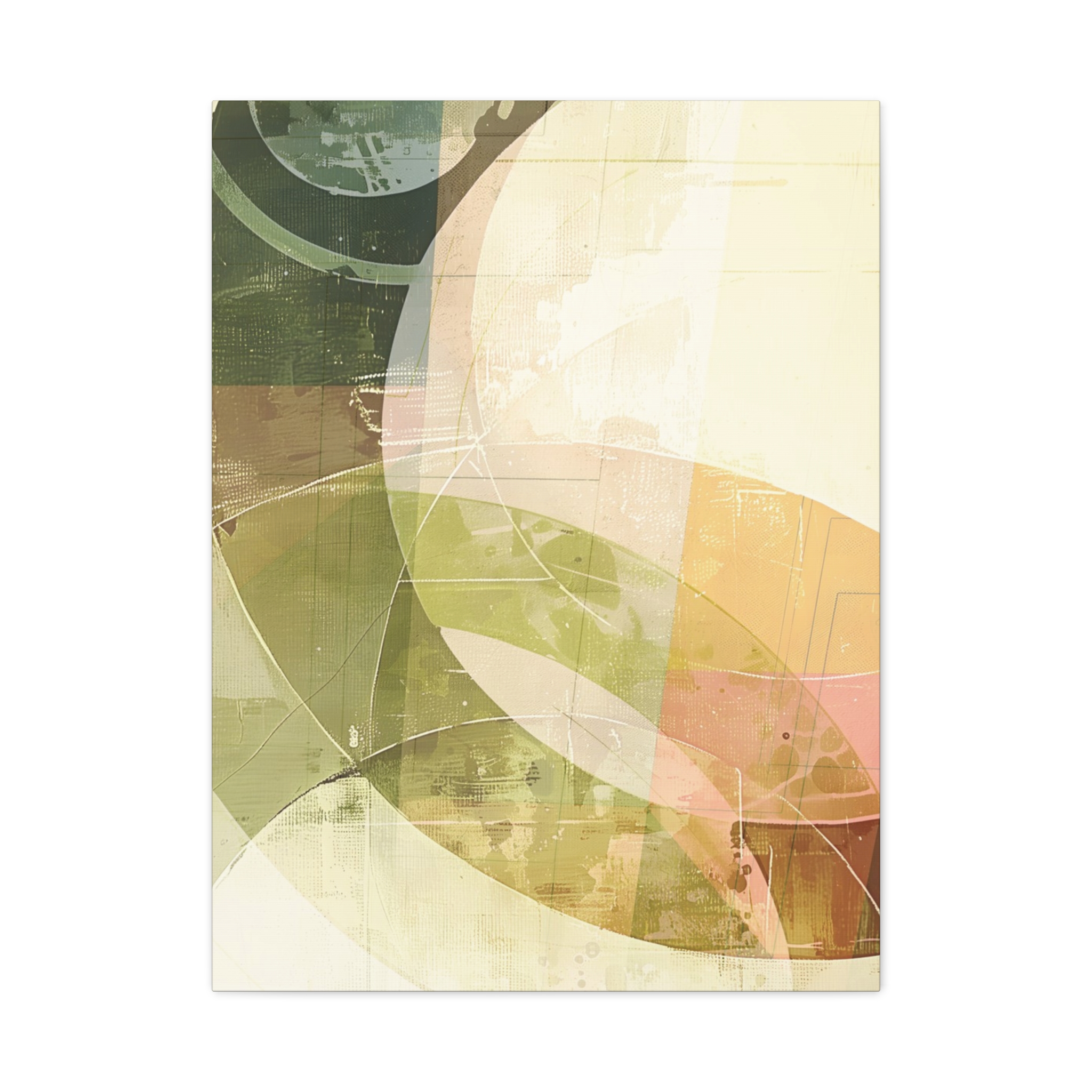 Bold Circles, Weathered Pastel - Stretched Canvas