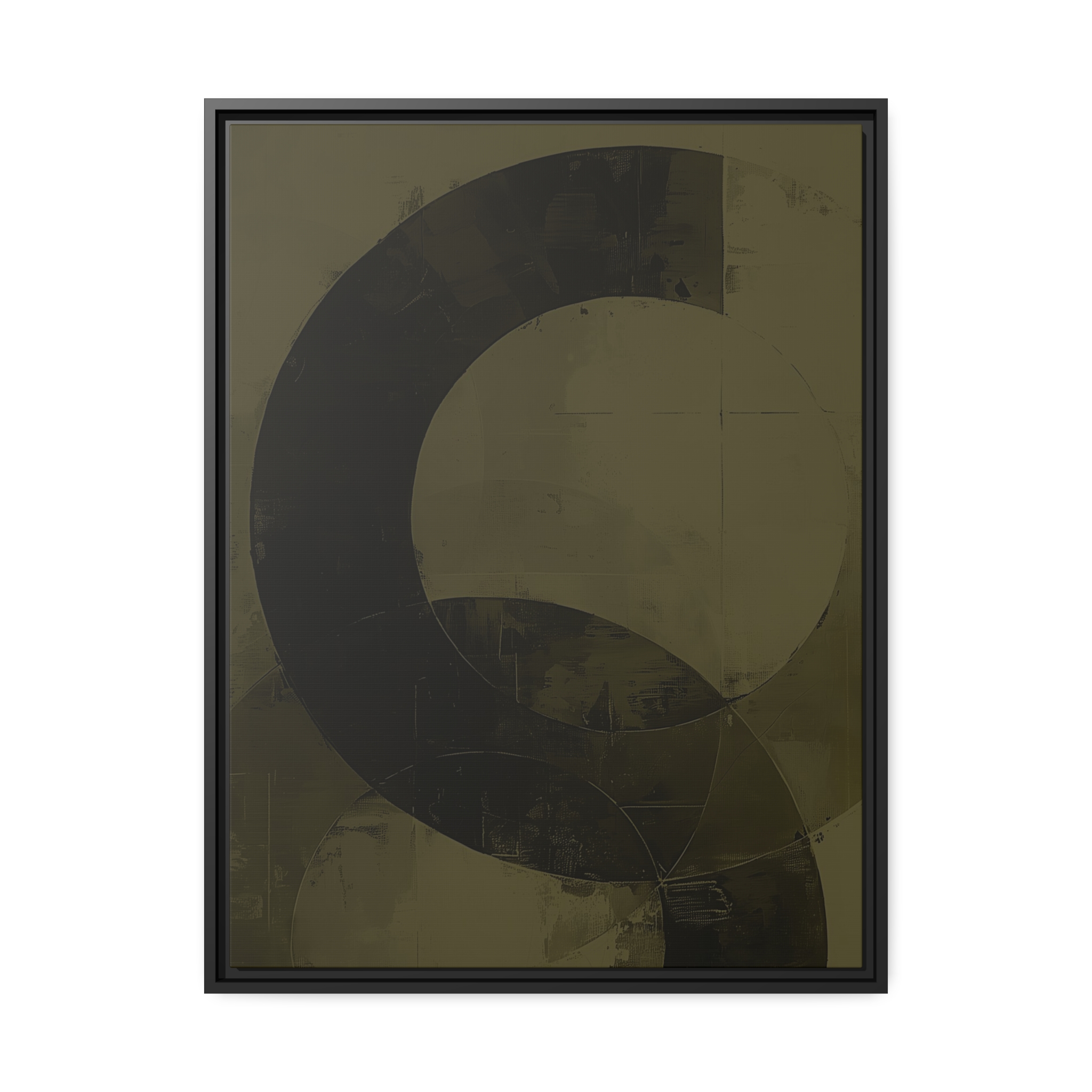Bold Circles, Olive One - Dark - Custom Black Frame
