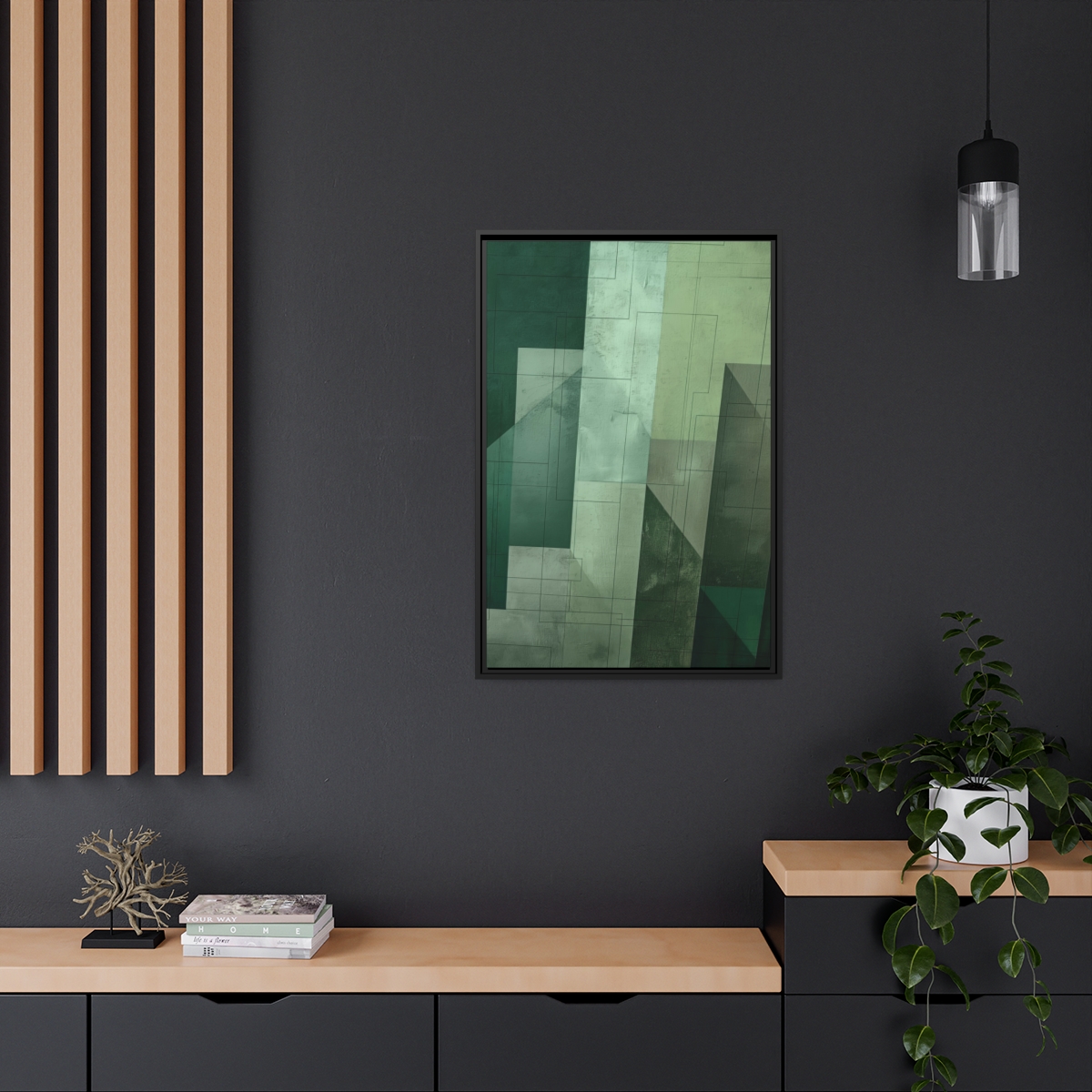 Stairway One, Turqoise - Custom Black Frame - Image 5