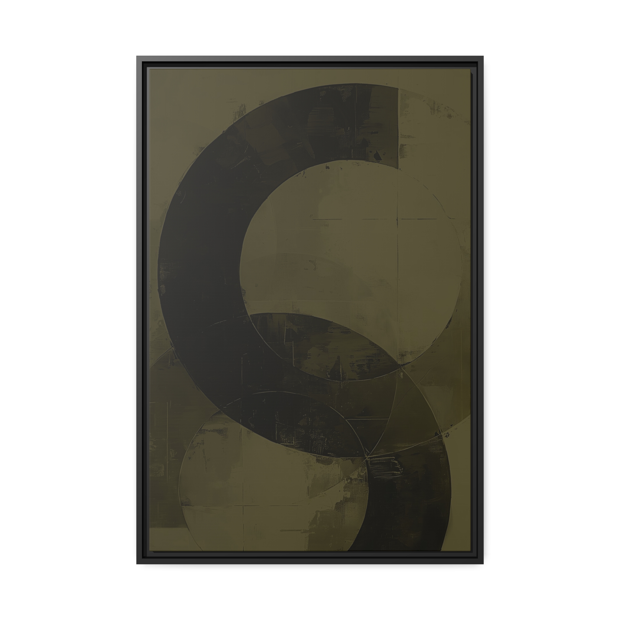 Bold Circles, Olive One - Dark - Custom Black Frame - Image 5