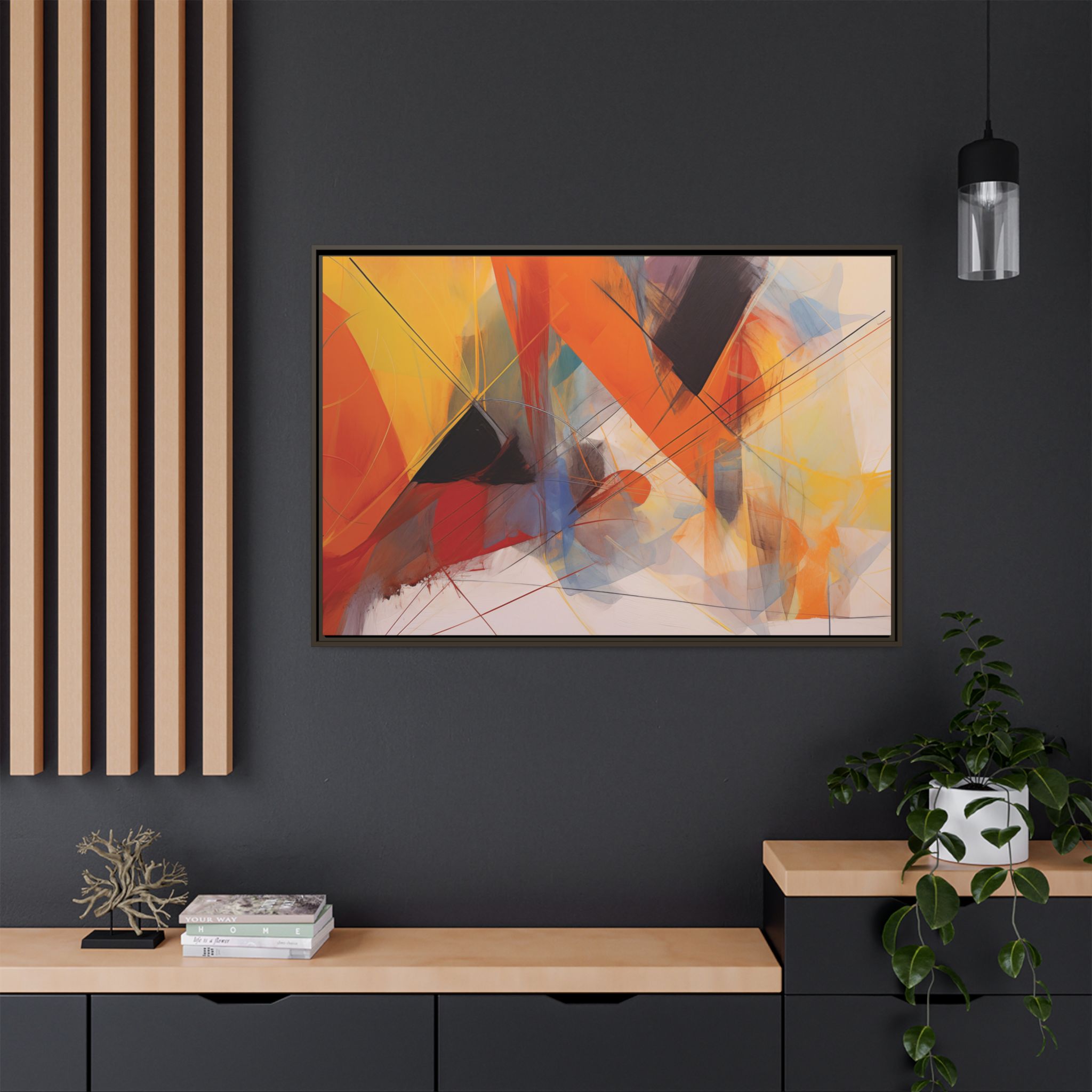 Abstracts Horn (v1 Clear), Framed Matt Canvas (Black, White, Brown,) - Image 22