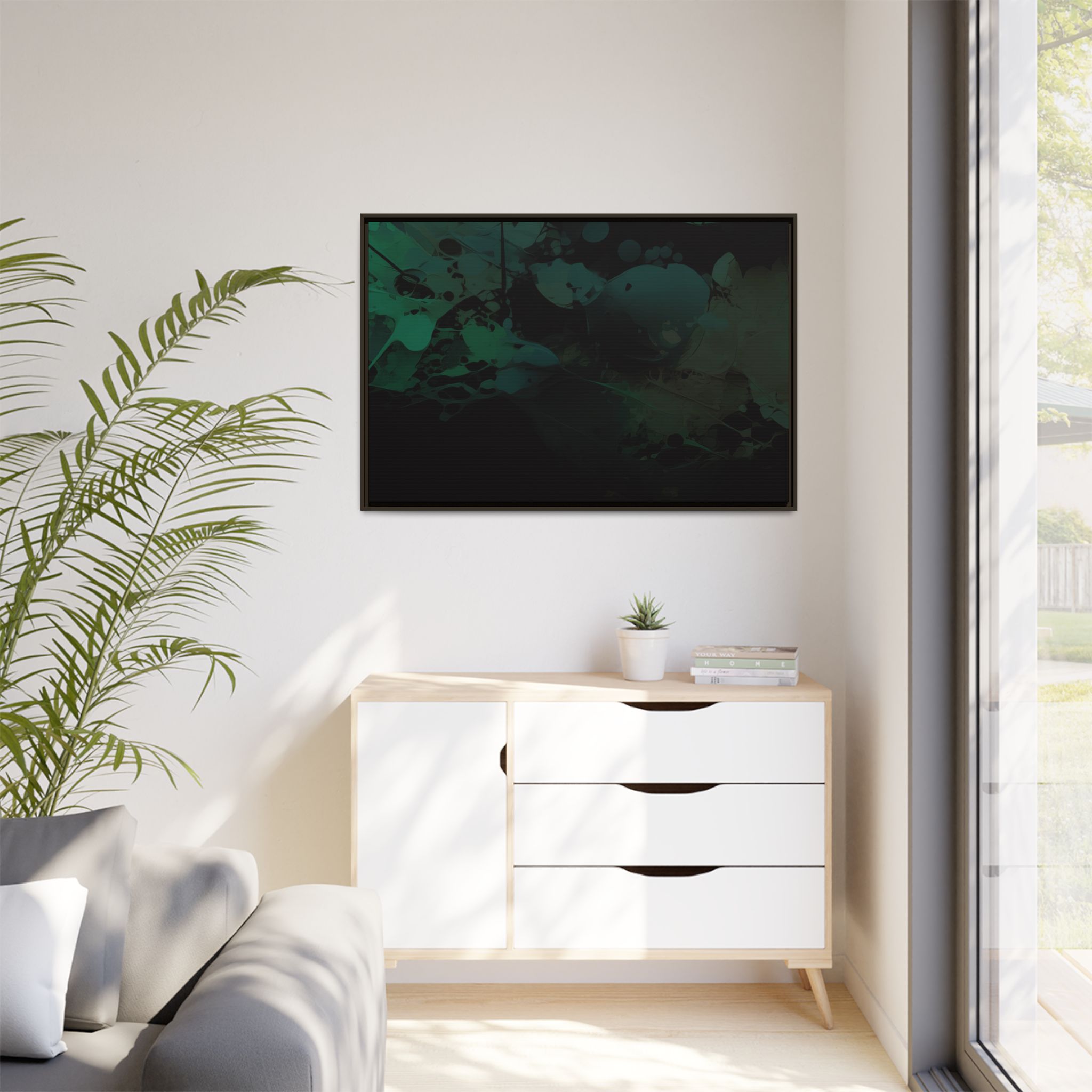 Polygon Fluids (Blue) - Framed Matt Canvas (Black, White, Brown,) - Image 19