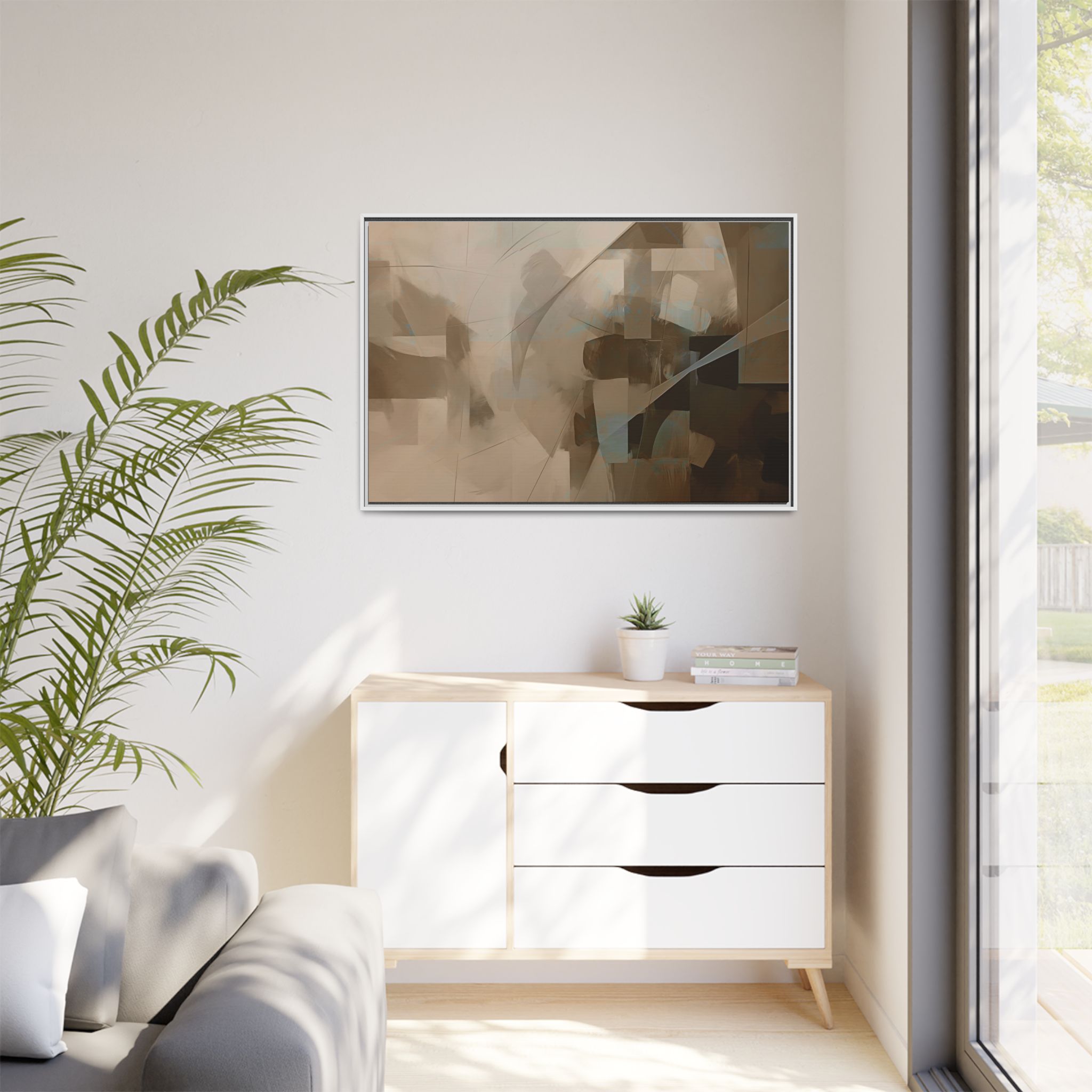 Abstracts Lance (v1 Coffee), Framed Matt Canvas (Black, White, Brown,) - Image 25