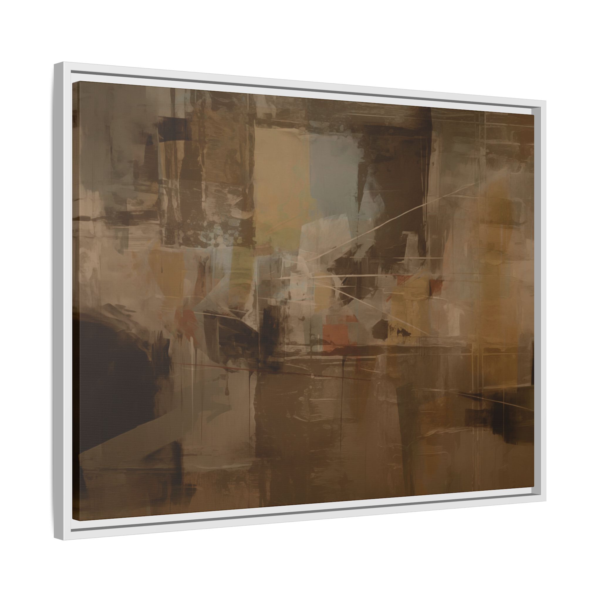 Abstracts Radar (v1 Coffee) - Framed Matt Canvas (Black, White, Brown,) - Image 15