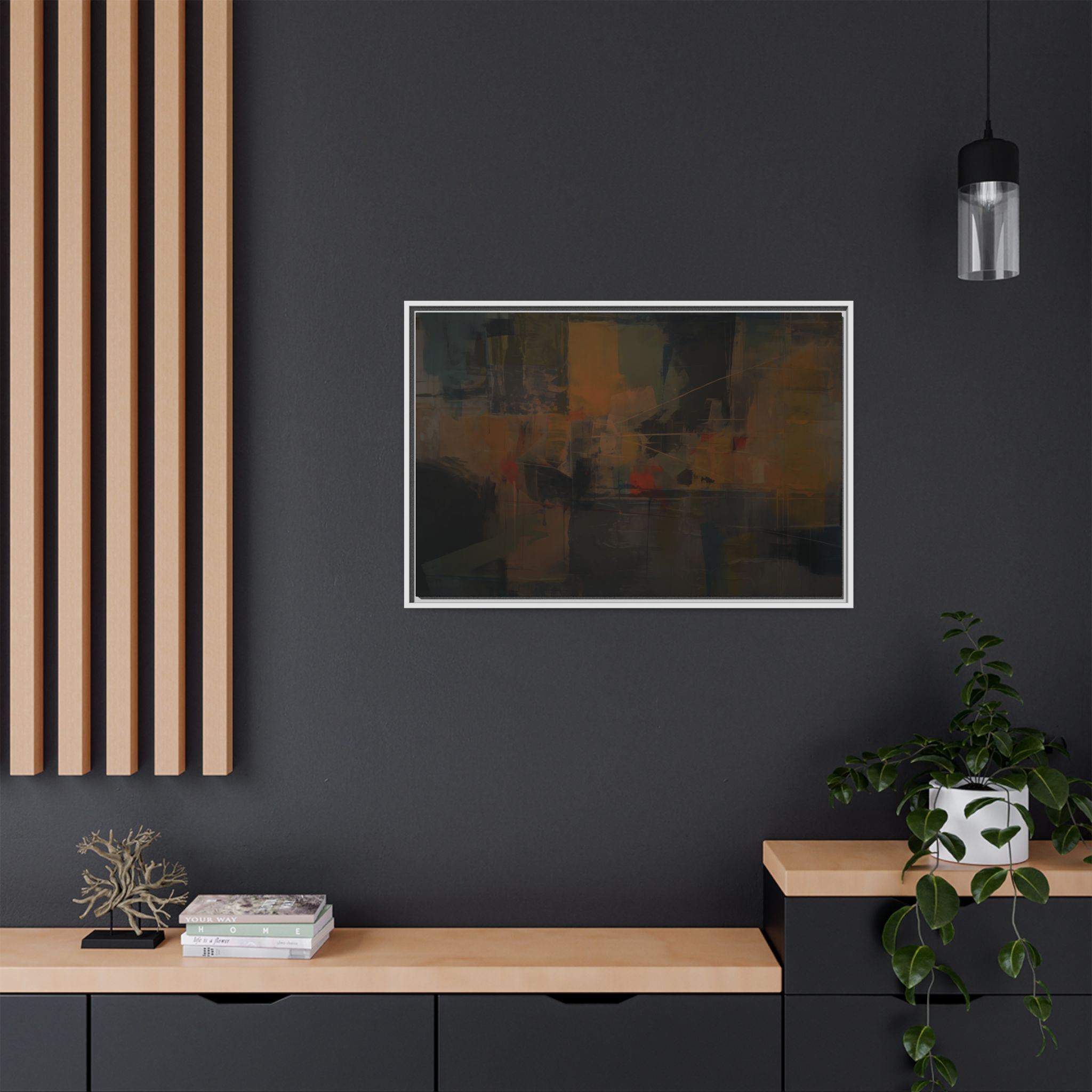 Abstracts Radar (v1 Dark) - Framed Matt Canvas (Black, White, Brown,) - Image 18