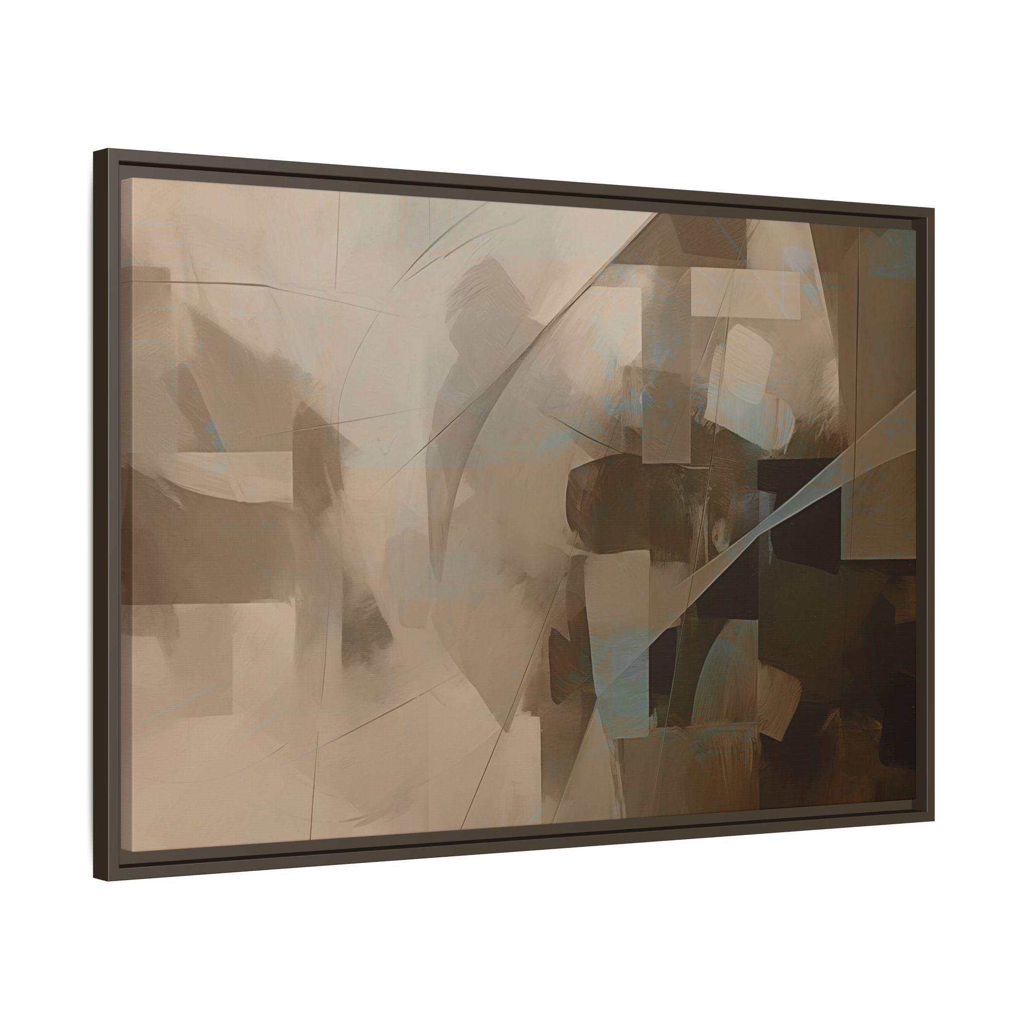 Abstracts Lance (v1 Coffee), Framed Matt Canvas (Black, White, Brown,) - Image 3