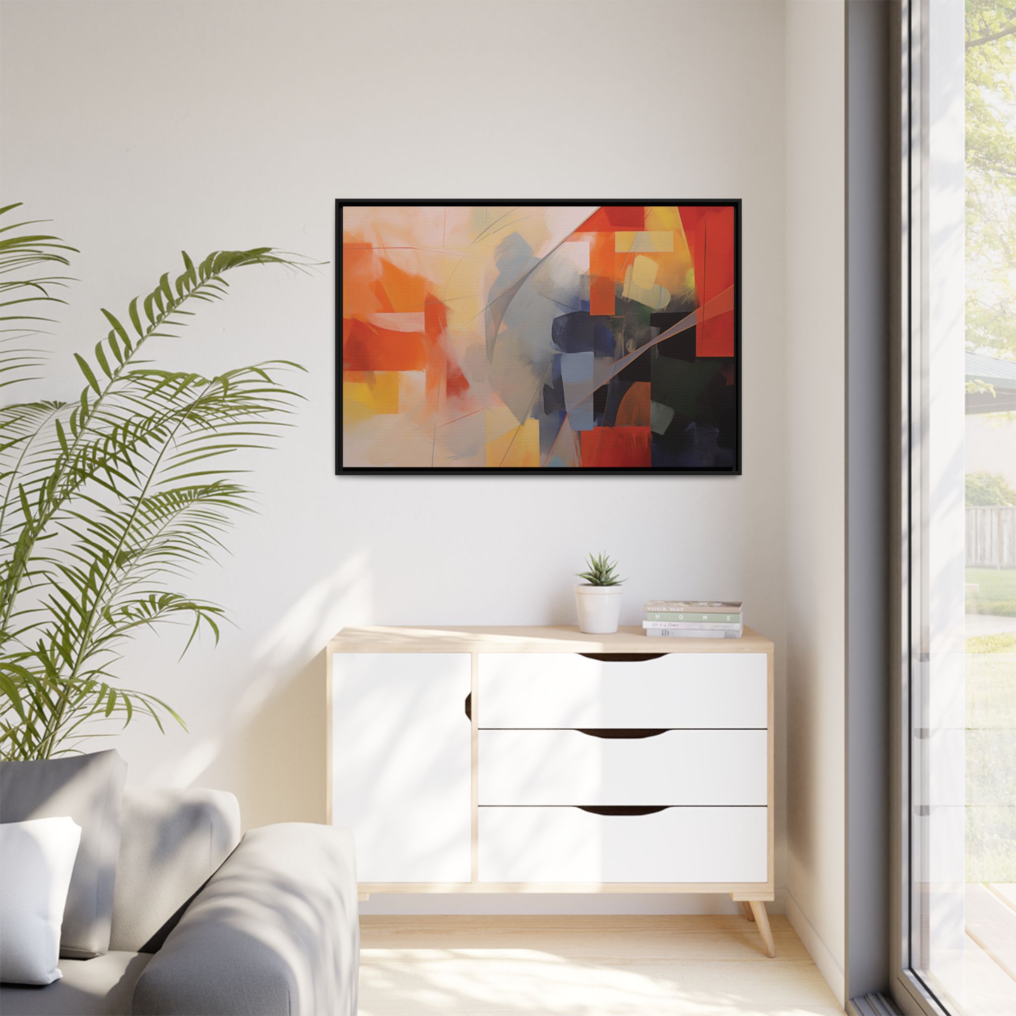 Abstracts Lance (v1 Clear), Framed Matt Canvas (Black, White, Brown,) - Image 12