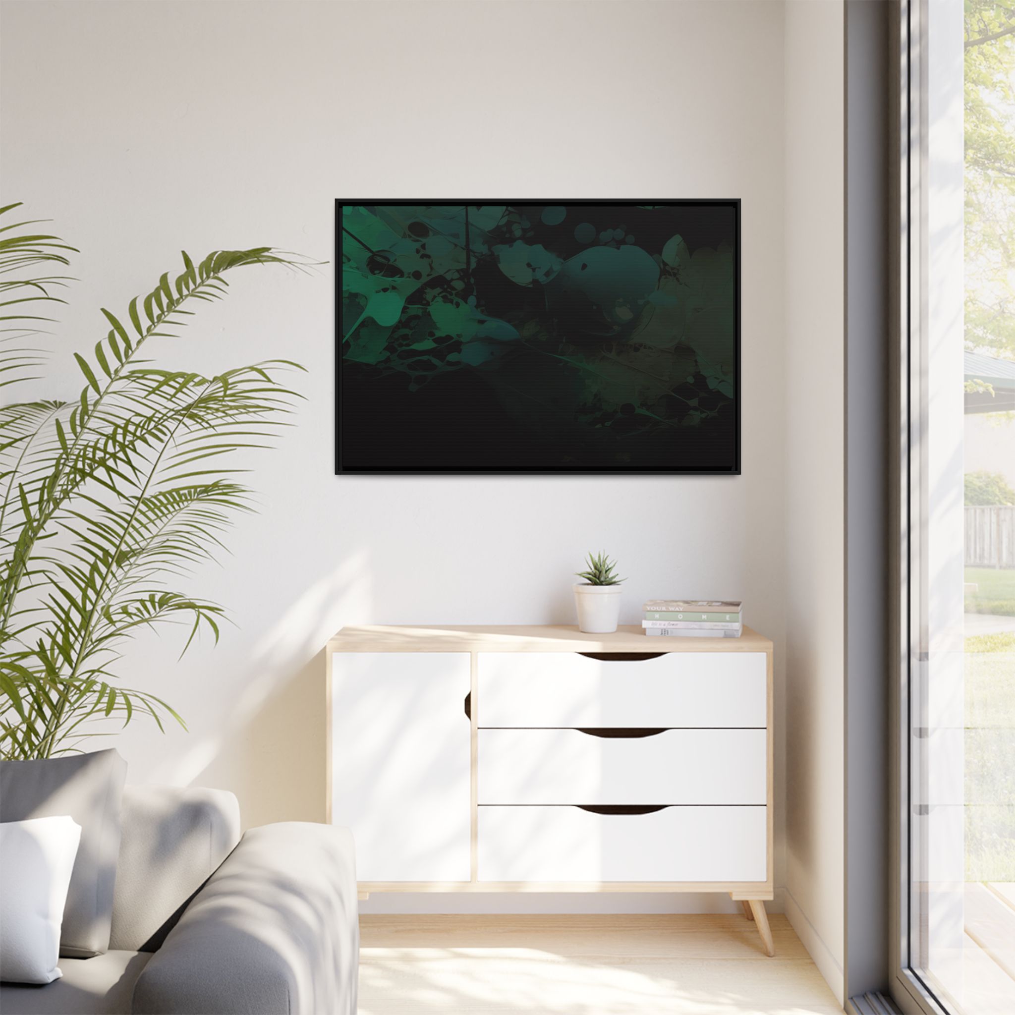 Polygon Fluids (Blue) - Framed Matt Canvas (Black, White, Brown,) - Image 7