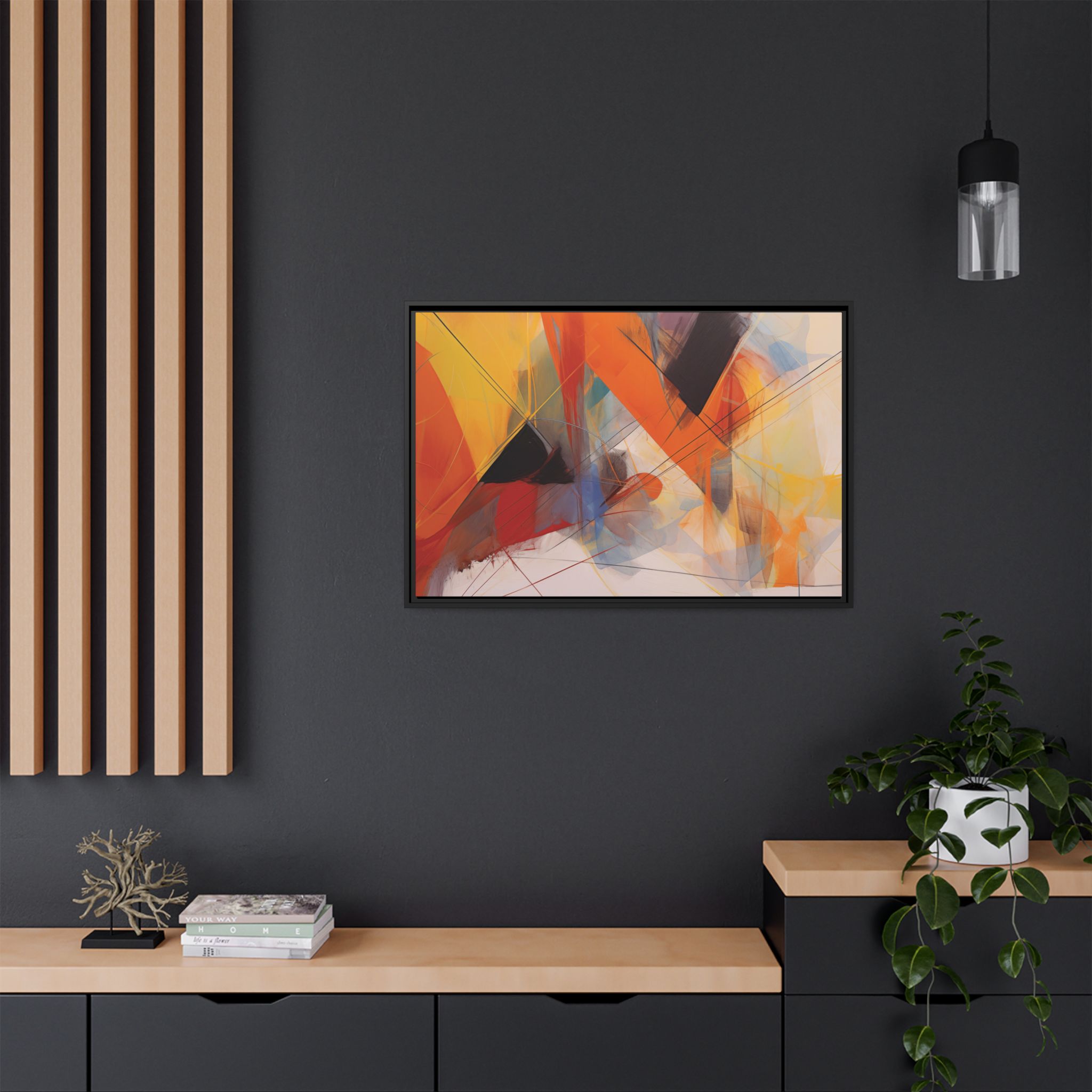 Abstracts Horn (v1 Clear), Framed Matt Canvas (Black, White, Brown,) - Image 9