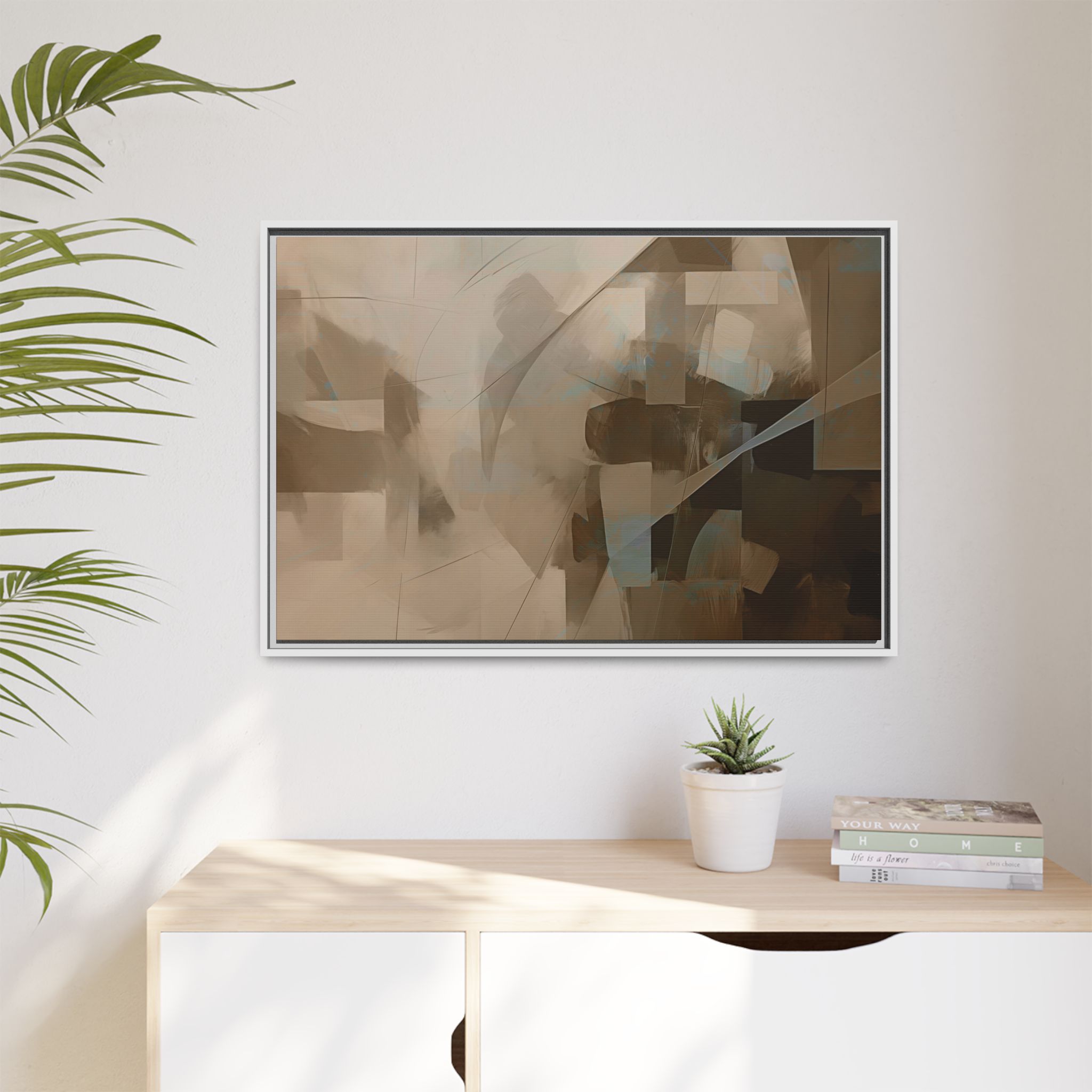 Abstracts Lance (v1 Coffee), Framed Matt Canvas (Black, White, Brown,) - Image 17