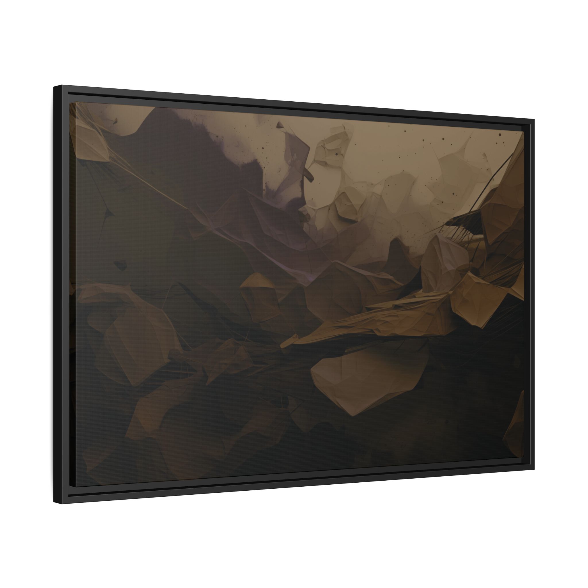 Polygon Thoughts (v0 Dark) - Framed Matt Canvas (Black, White, Brown,) - Image 2