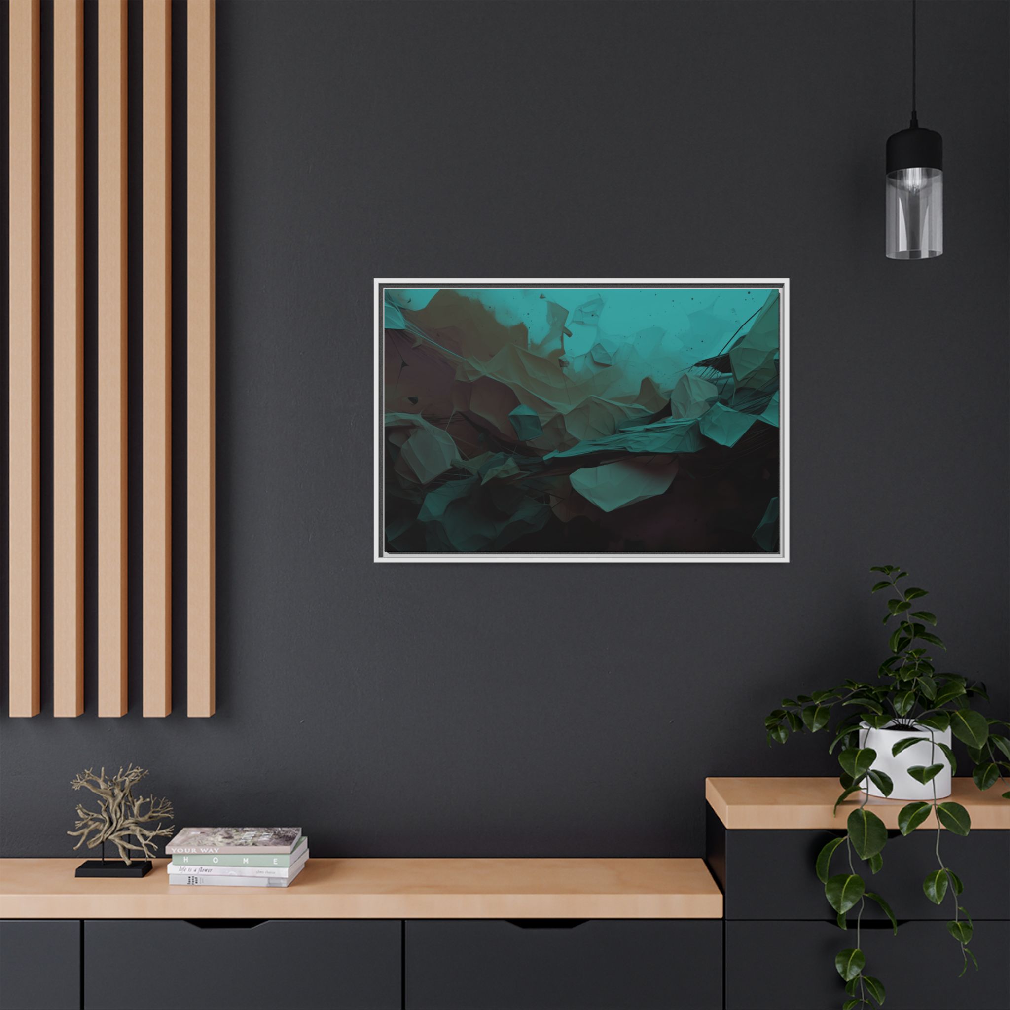 Polygon Thoughts (v0 Blue) - Framed Matt Canvas (Black, White, Brown,) - Image 16