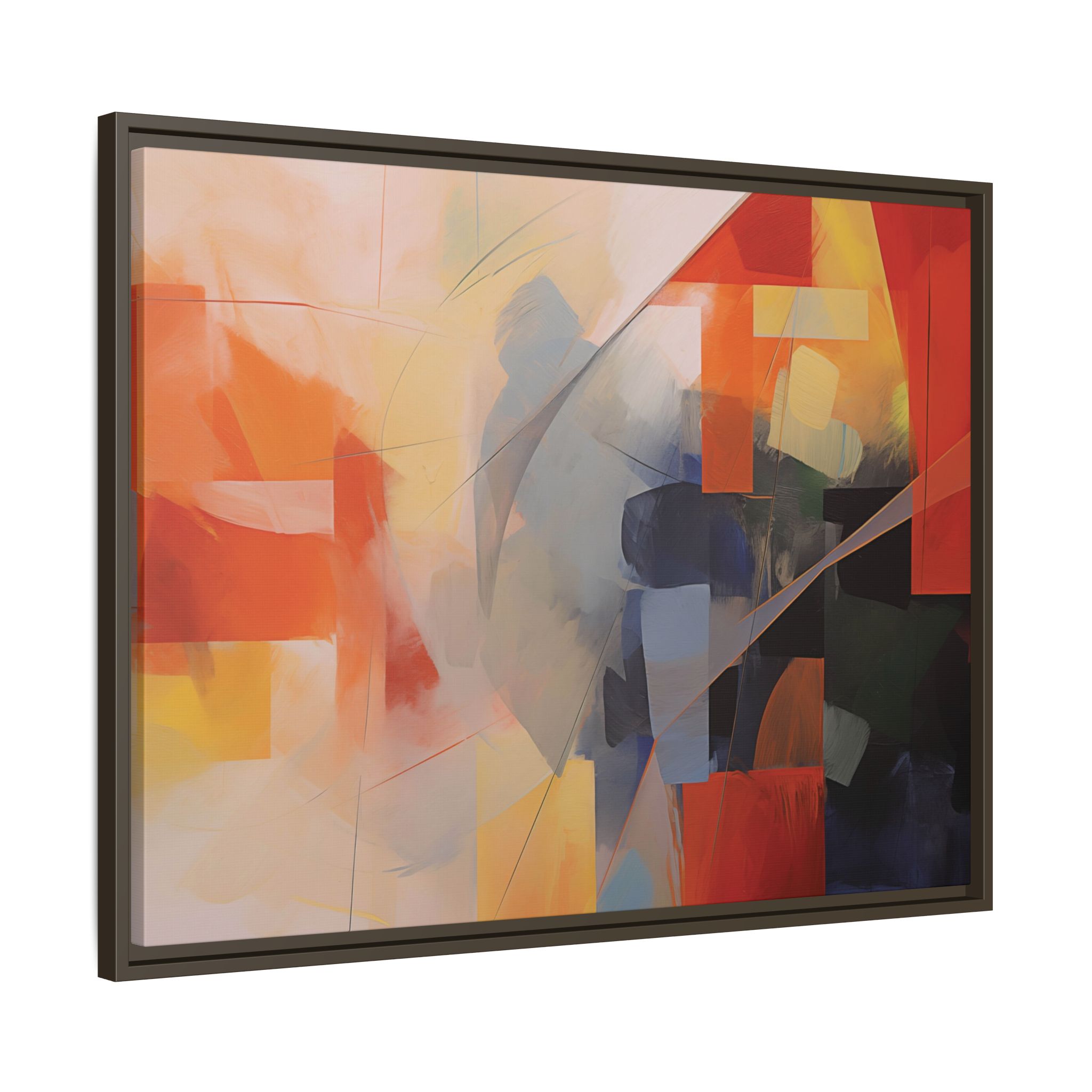 Abstracts Lance (v1 Clear), Framed Matt Canvas (Black, White, Brown,) - Image 2