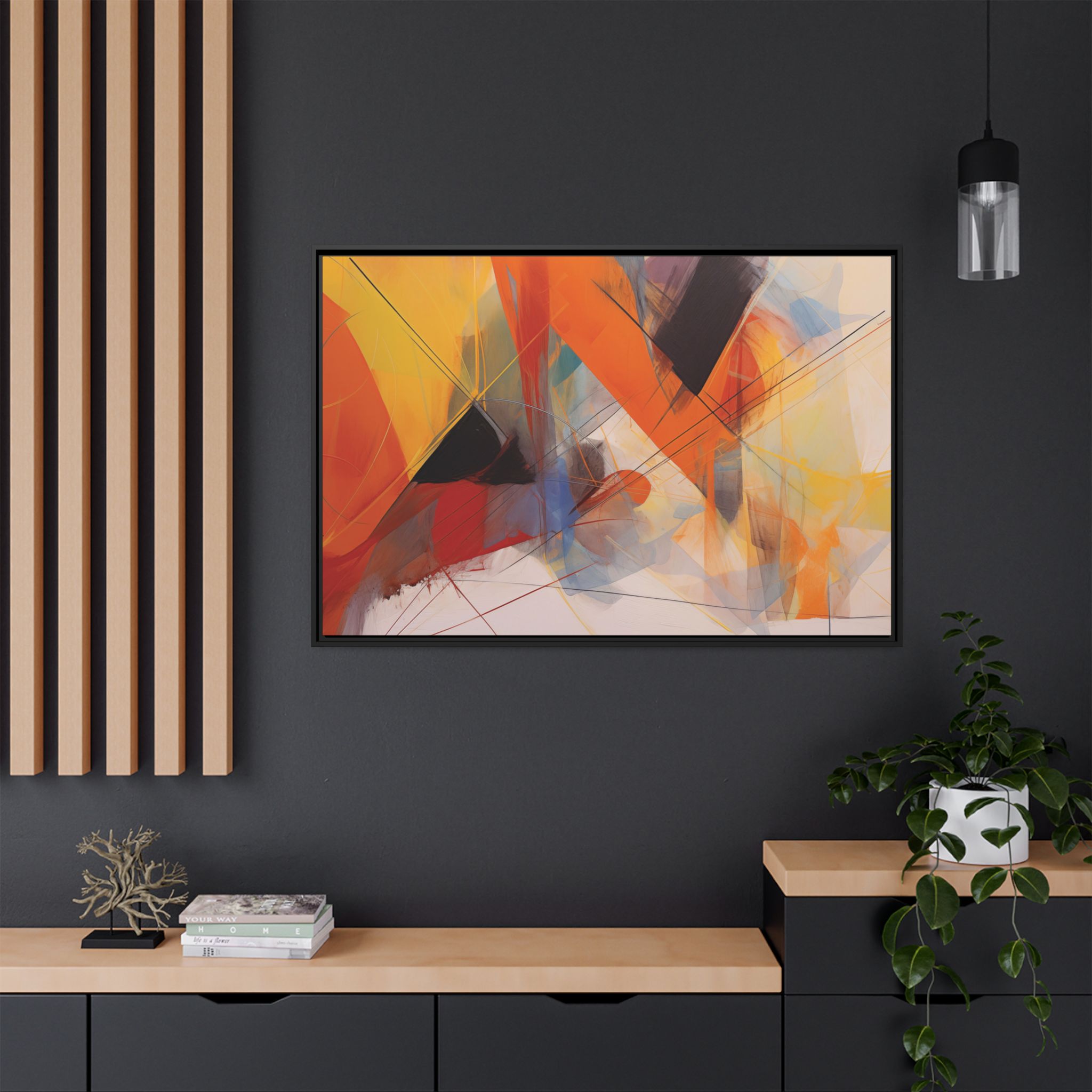 Abstracts Horn (v1 Clear), Framed Matt Canvas (Black, White, Brown,) - Image 13