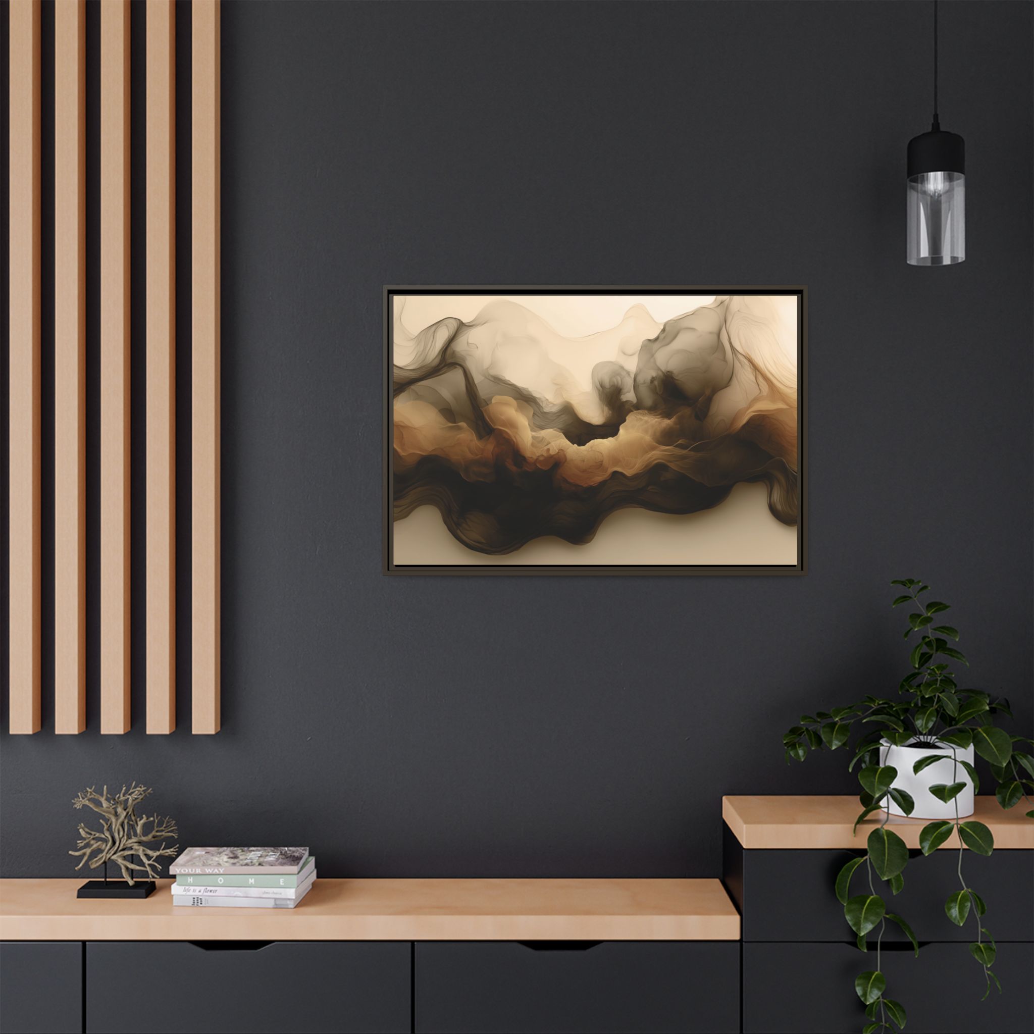 Siesmic Clouds - Ember (v2 coffee), Framed Matt Canvas (Black, White, Brown,) - Image 12