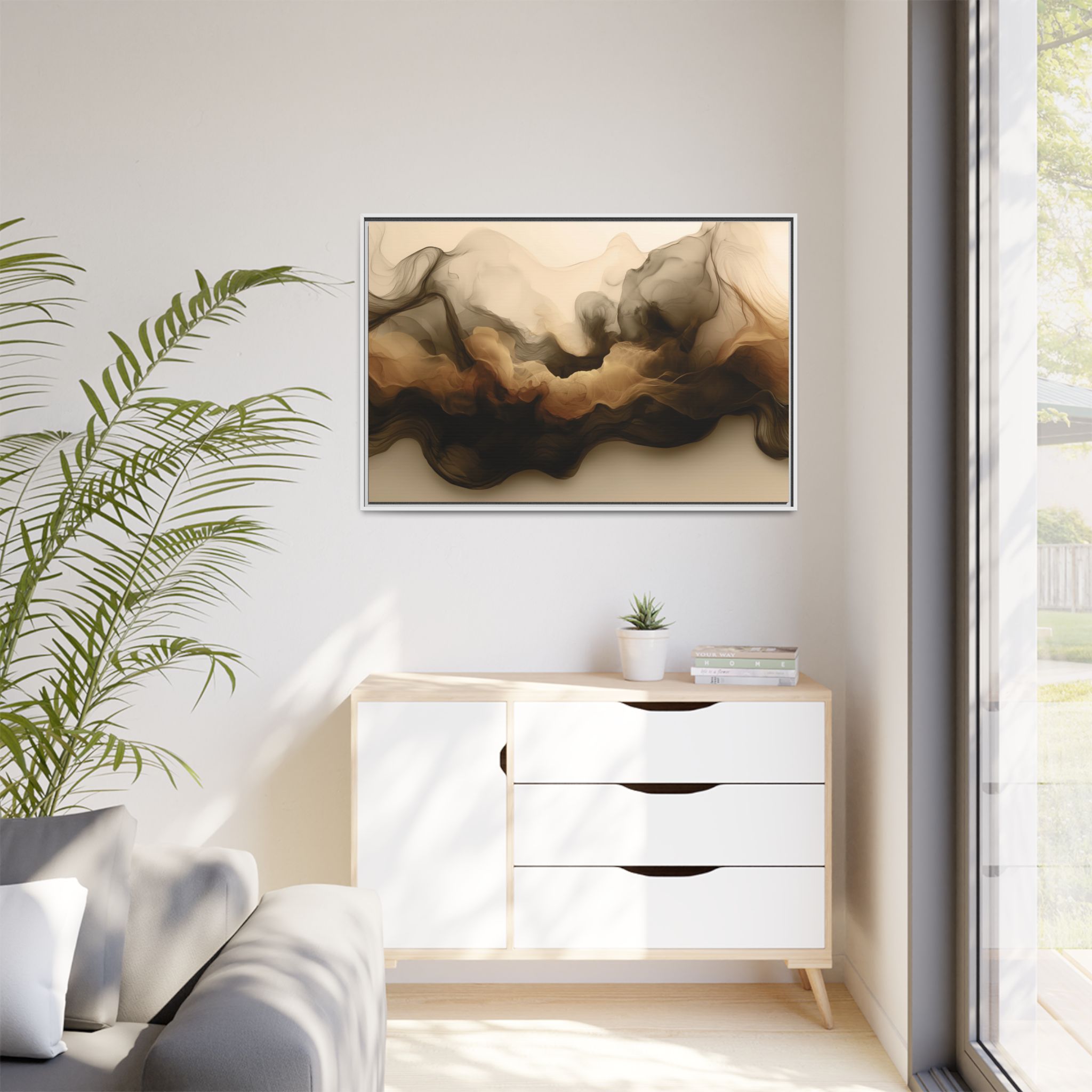 Siesmic Clouds - Ember (v2 coffee), Framed Matt Canvas (Black, White, Brown,) - Image 23