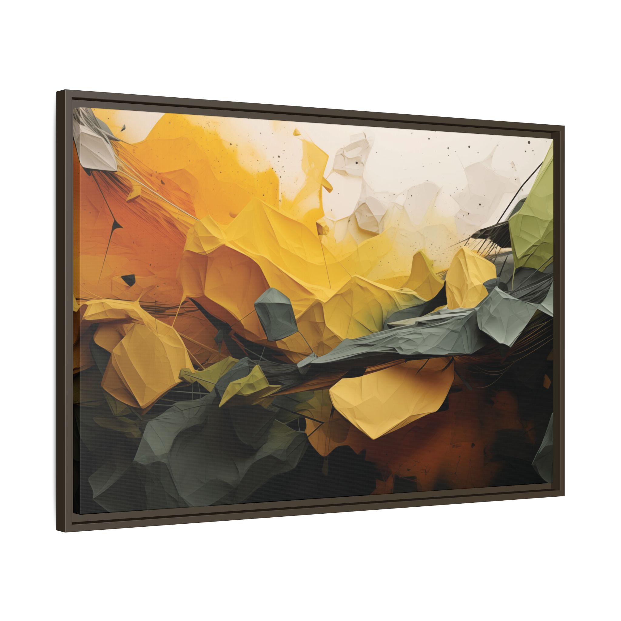 Polygon Thoughts (v0 Clear) - Framed Matt Canvas (Black, White, Brown,) - Image 10