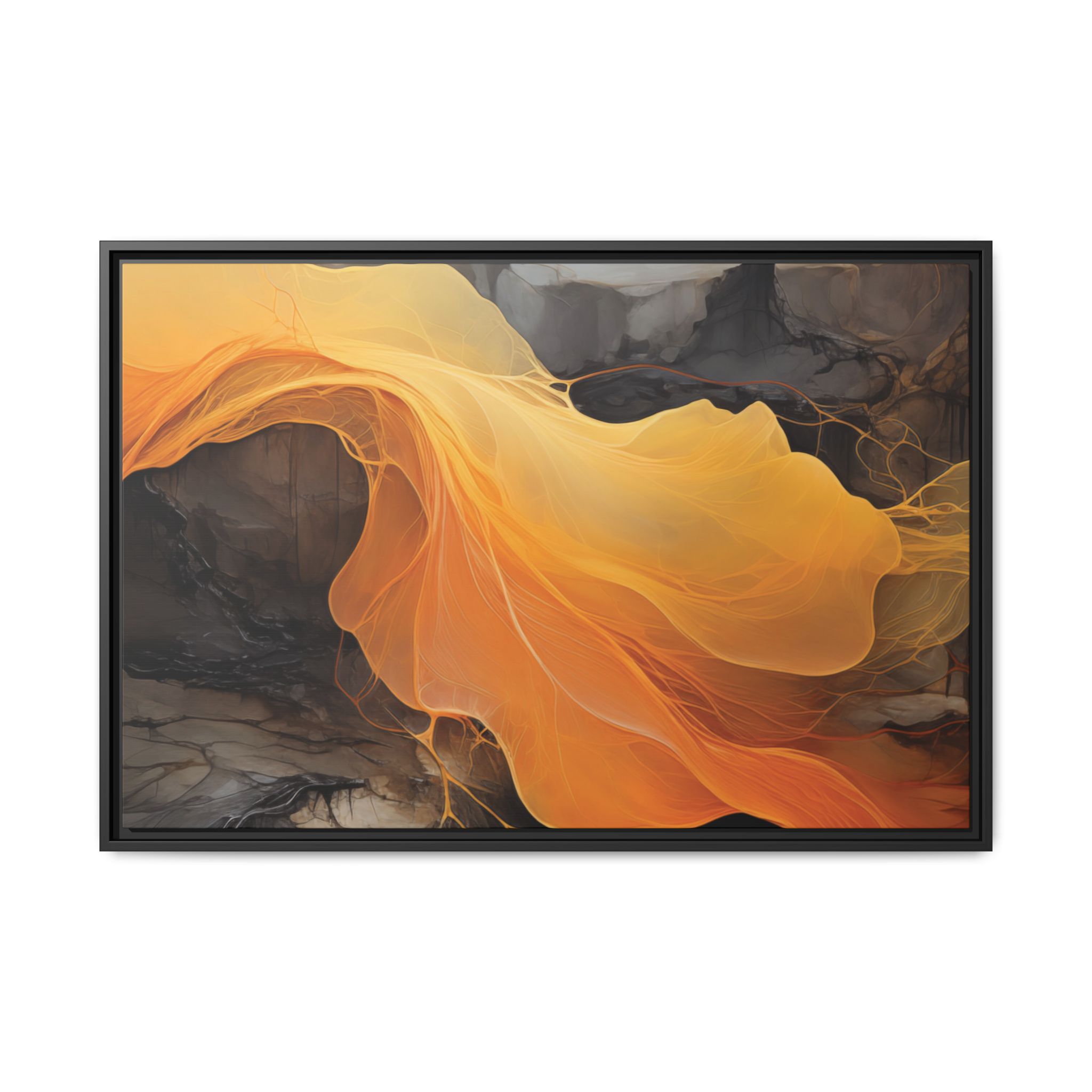 Siesmic Clouds - Floating (v1 clear), Framed Matt Canvas (Black, White, Brown,)