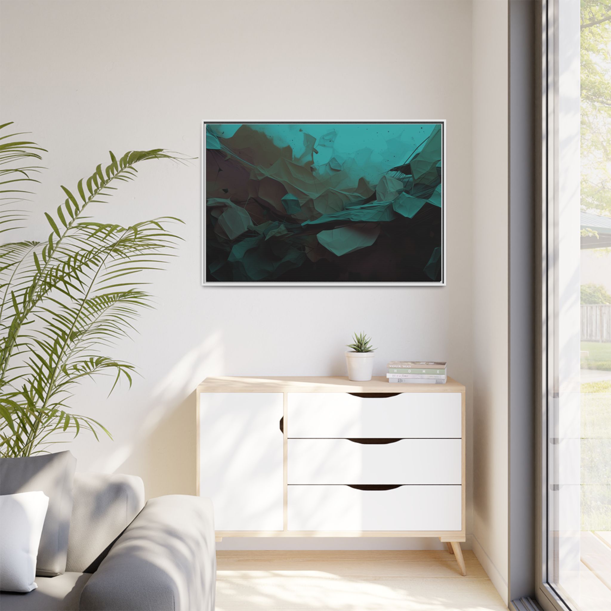 Polygon Thoughts (v0 Blue) - Framed Matt Canvas (Black, White, Brown,) - Image 23