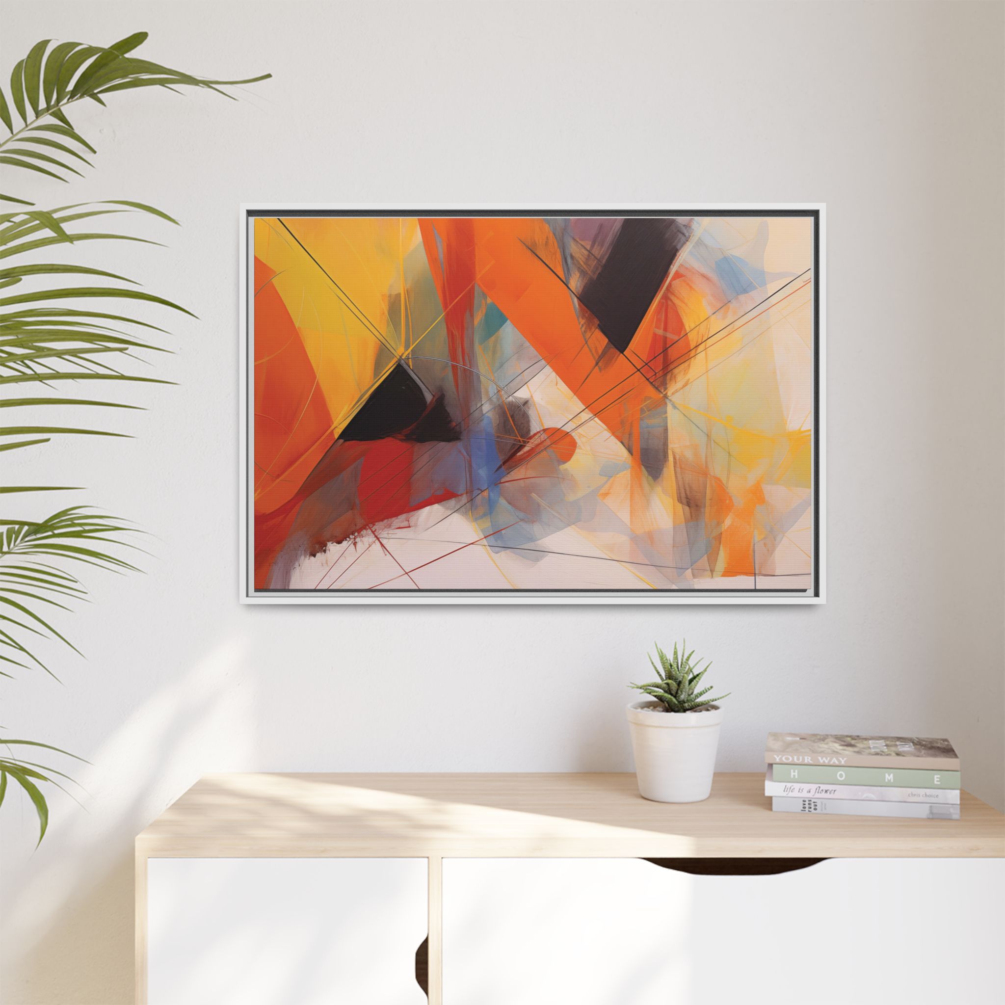 Abstracts Horn (v1 Clear), Framed Matt Canvas (Black, White, Brown,) - Image 17