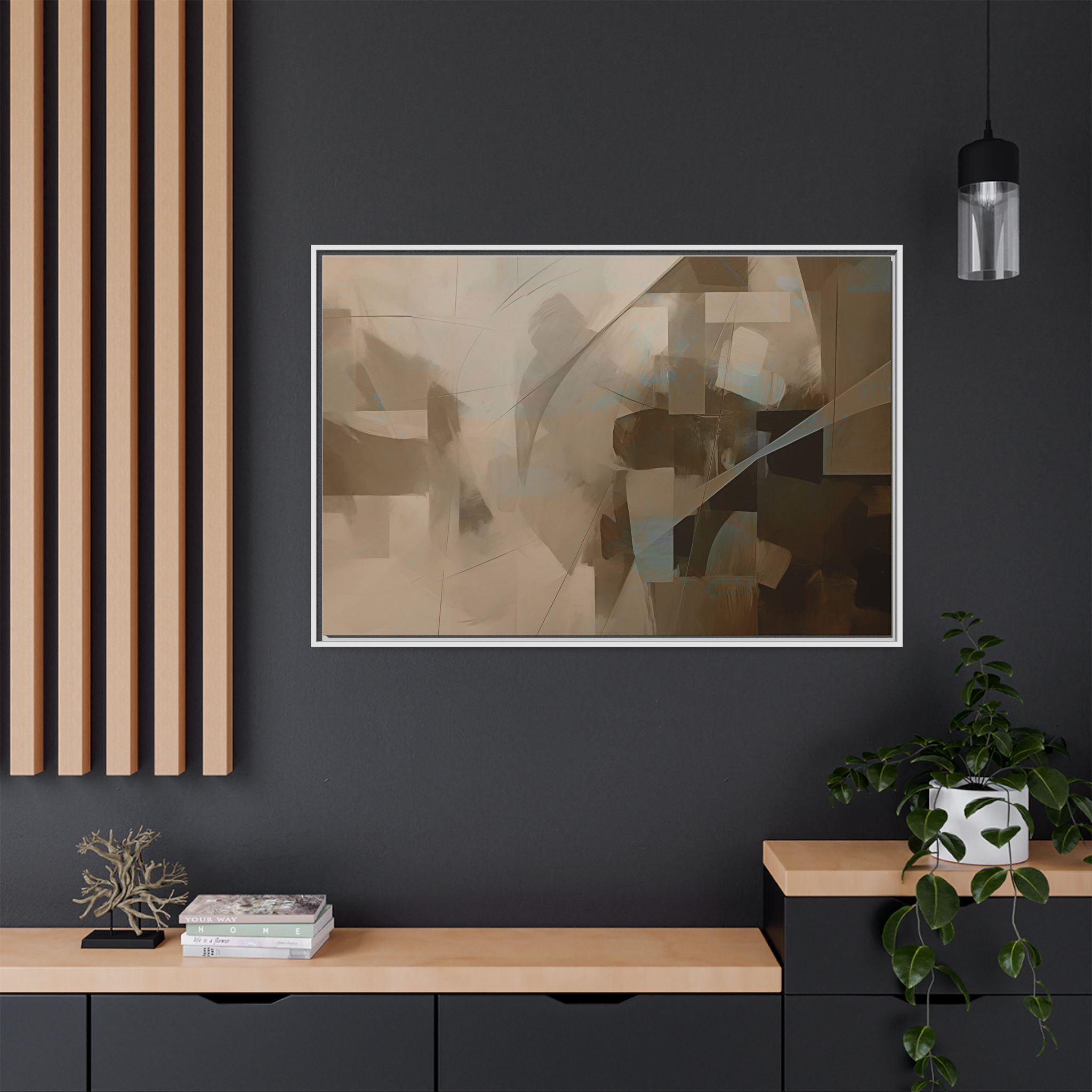 Abstracts Lance (v1 Coffee), Framed Matt Canvas (Black, White, Brown,) - Image 26