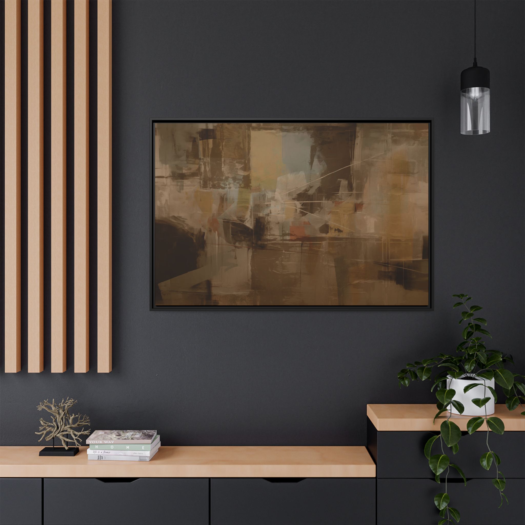 Abstracts Radar (v1 Coffee) - Framed Matt Canvas (Black, White, Brown,) - Image 8