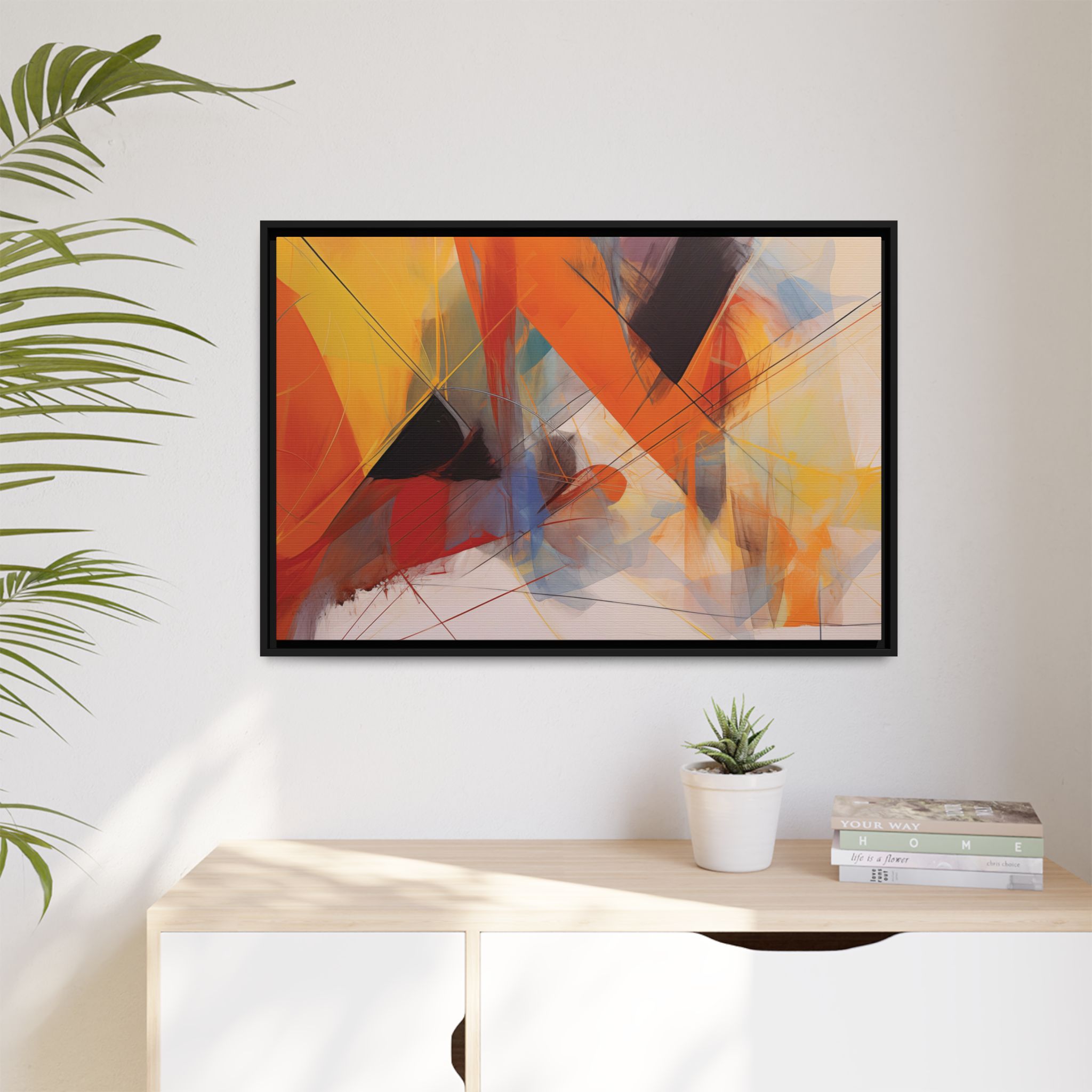 Abstracts Horn (v1 Clear), Framed Matt Canvas (Black, White, Brown,) - Image 8